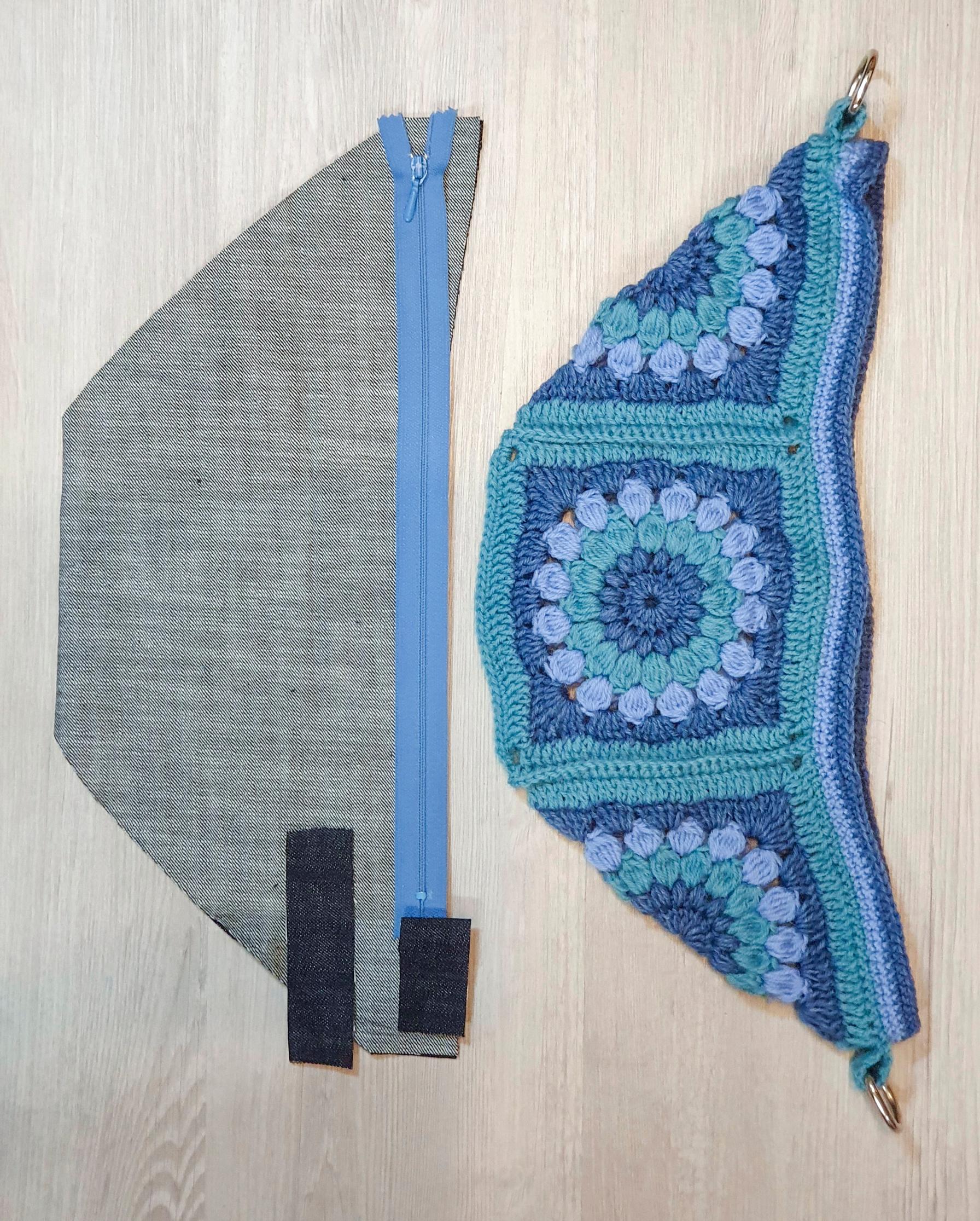 Virkatun vyölaukun vuori ja päällinen