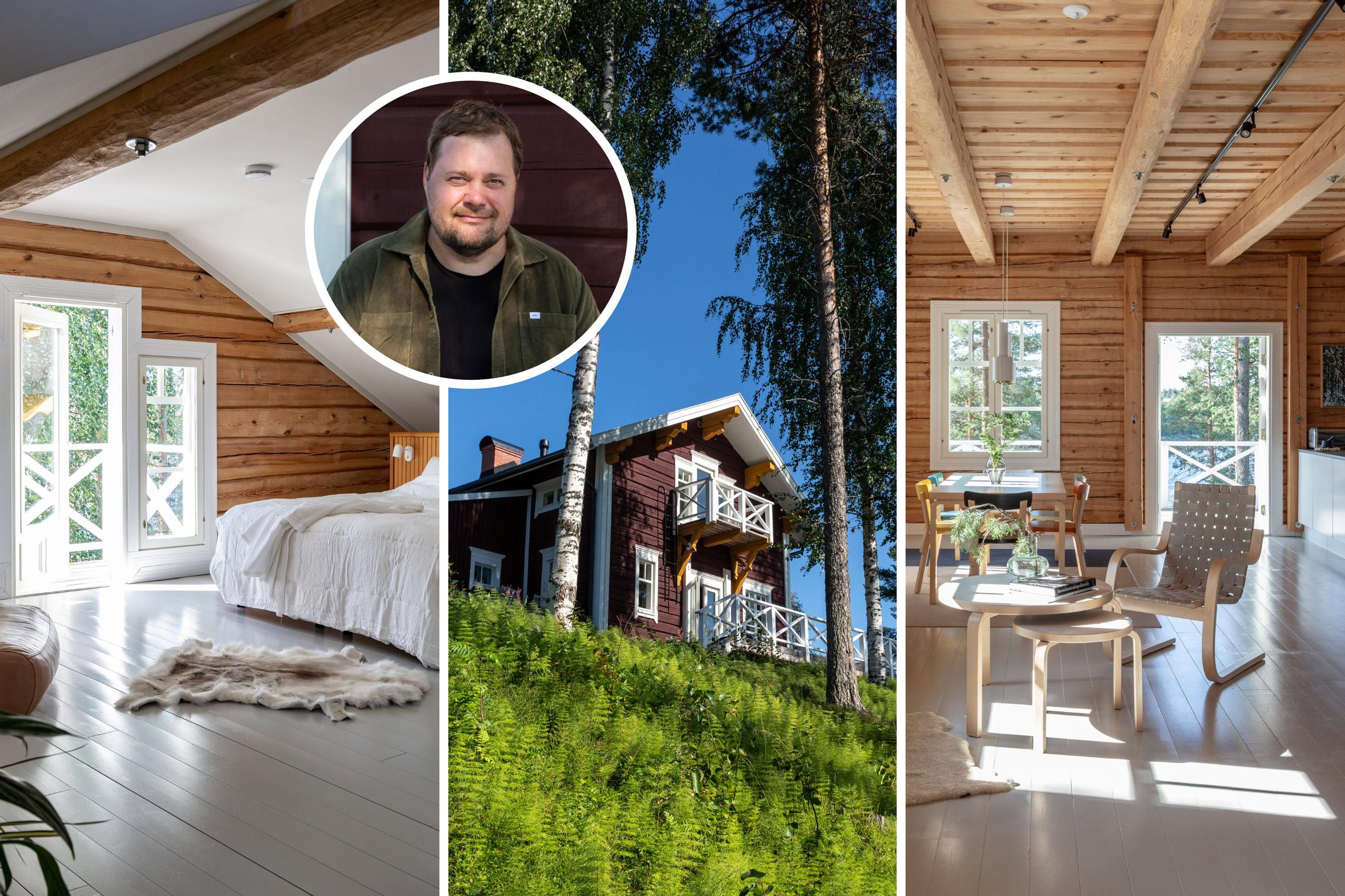 Tällaista on elää kuin Pellossa! Ravintoloitsija Antti Kuhan uusi hirsitalo seisoo Tornionjoen rannalla, joten arkipäivää ovat puusauna, pulahdukset ja erämaaluonto