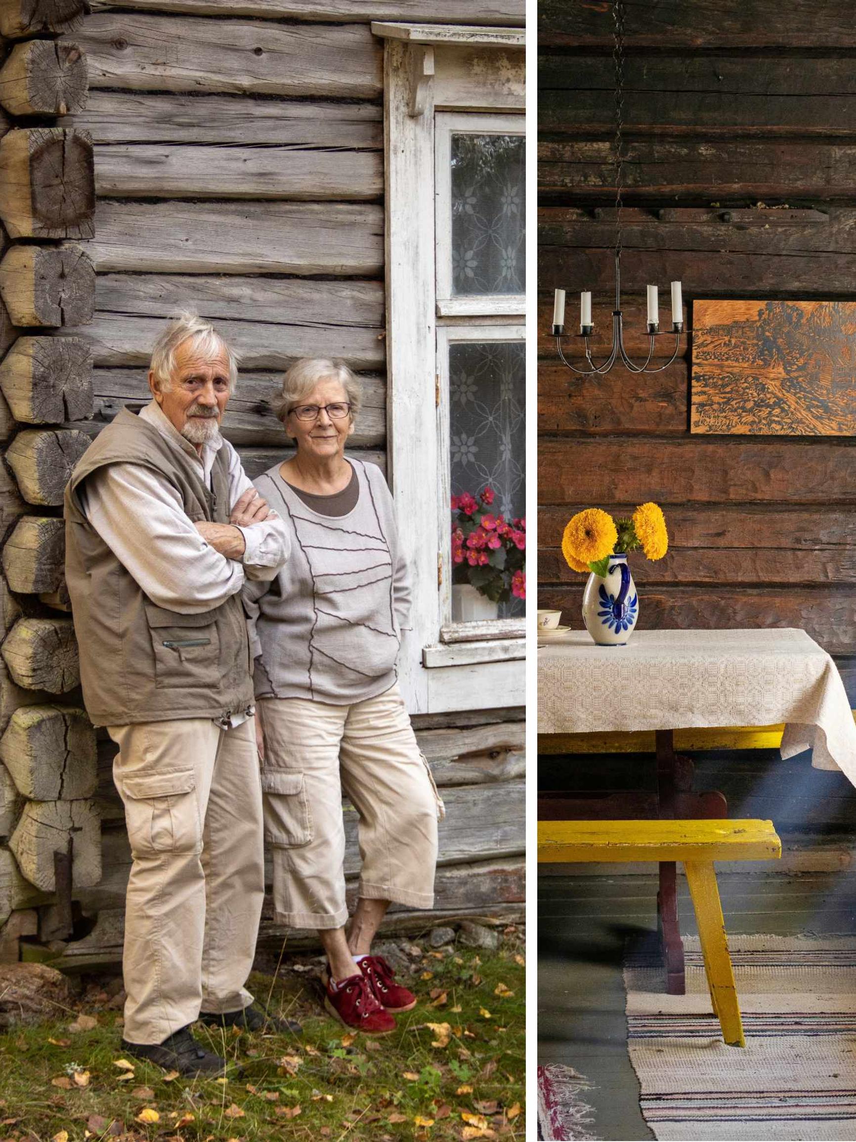 40 neliön myllärin mökissä valaisevat kynttilät ja avotuli – Eeva-Liisa ja Hartwig mökkeilevät melkein kuin museossa!