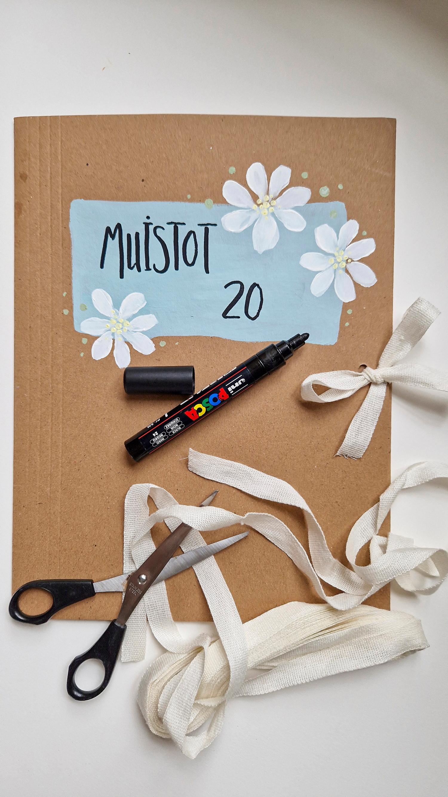 Kirjoita kannen teksti esimerkiksi Posca-tusseilla kuivan maalauksen päälle.