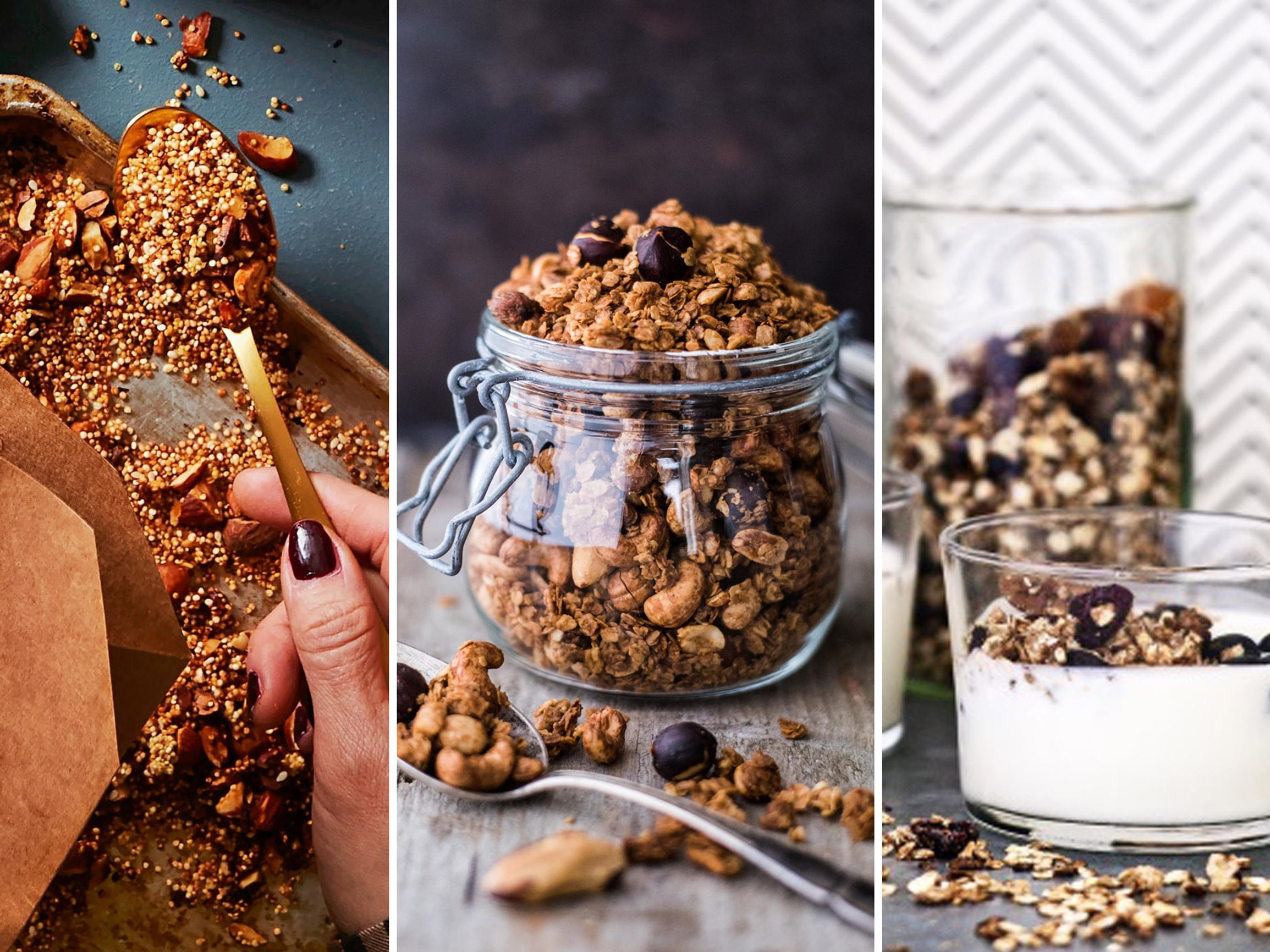 Granolaa kuudella eri tavalla – kokeile pikaversiota, pannulla paahdettua, siemenpommia ja suklaan makuista!