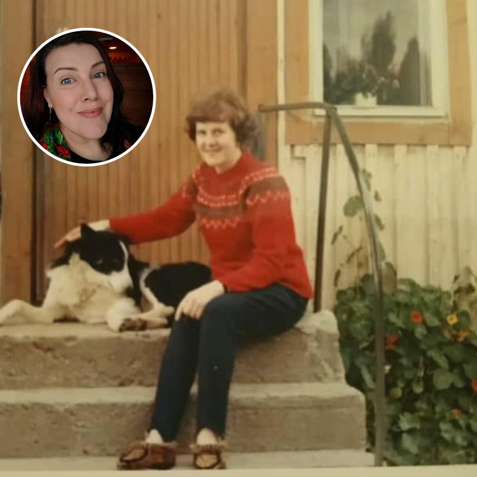 16-vuotias Ritva neuloi vuonna 1963 kirkkaanpunaisen villapaidan – nyt paita on käytössä jo kolmannella polvella!