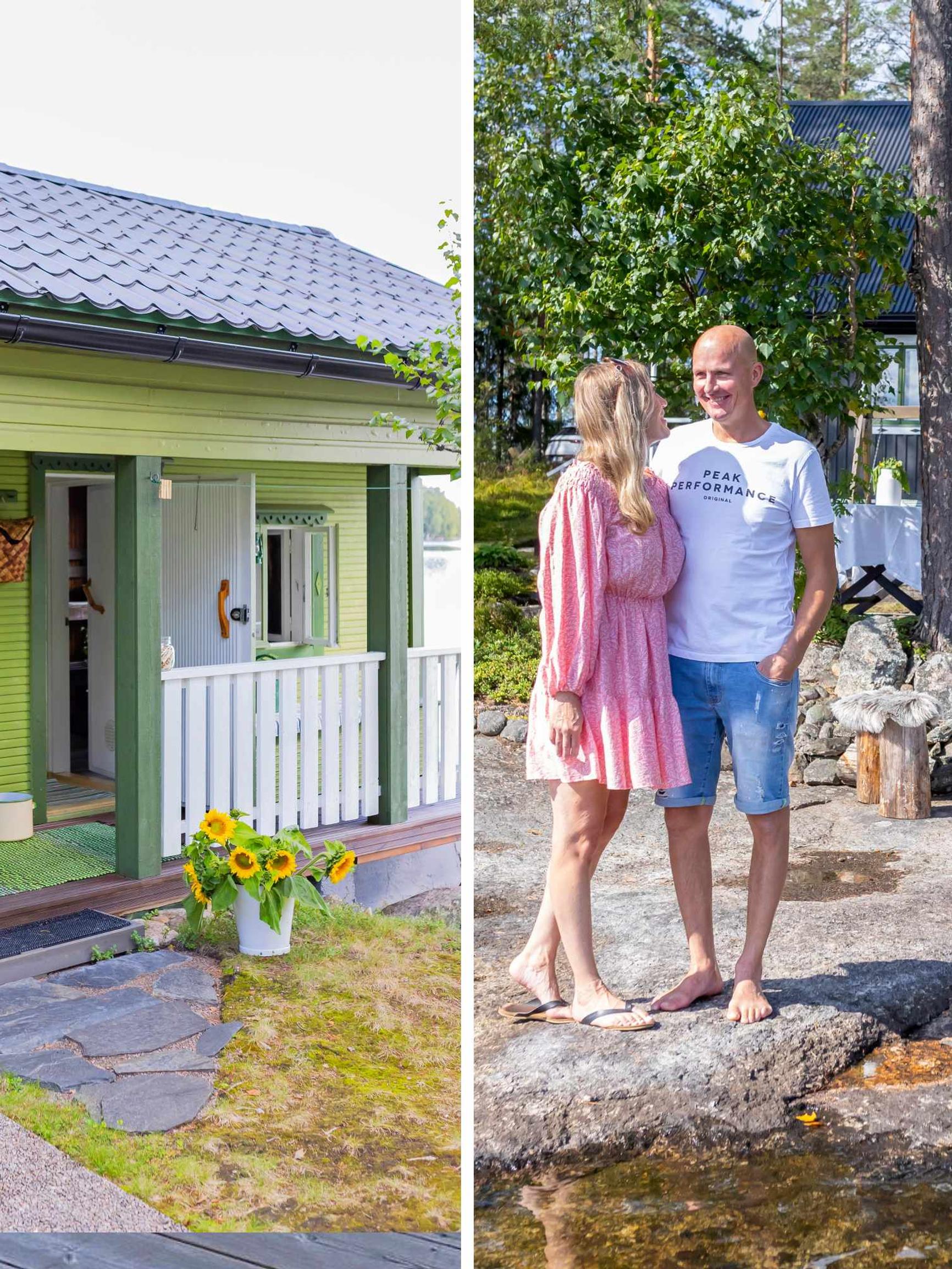 Kalliolta löytyi todellinen aarre! 1950-luvun mökki ja retrovärit hurmasivat Sannan ja Janin hetkessä: ”Tämä paikka valitsi meidät”