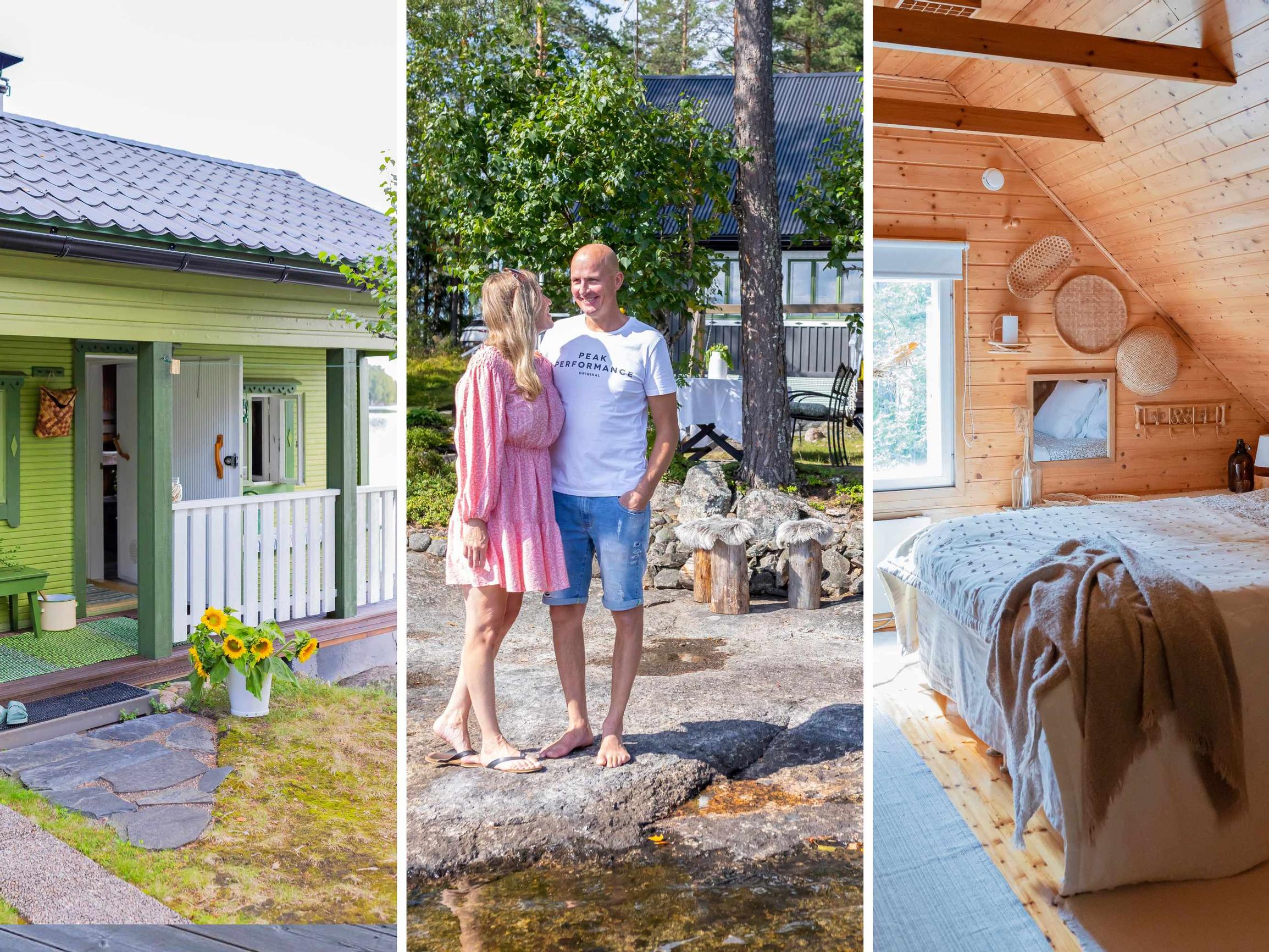 Kalliolta löytyi todellinen aarre! 1950-luvun mökki ja retrovärit hurmasivat Sannan ja Janin hetkessä: ”Tämä paikka valitsi meidät”