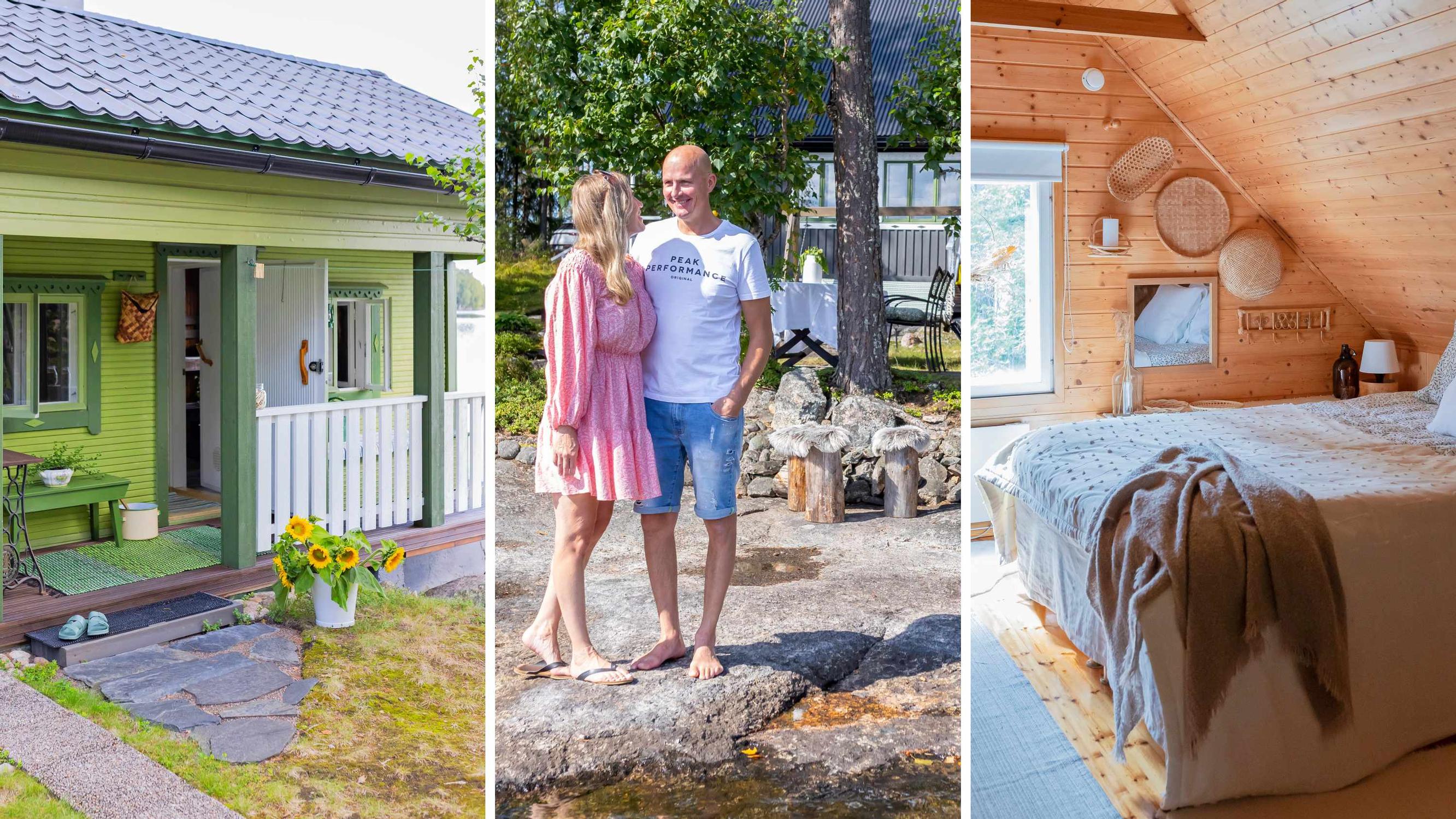 Kalliolta löytyi todellinen aarre! 1950-luvun mökki ja retrovärit hurmasivat Sannan ja Janin hetkessä: ”Tämä paikka valitsi meidät”