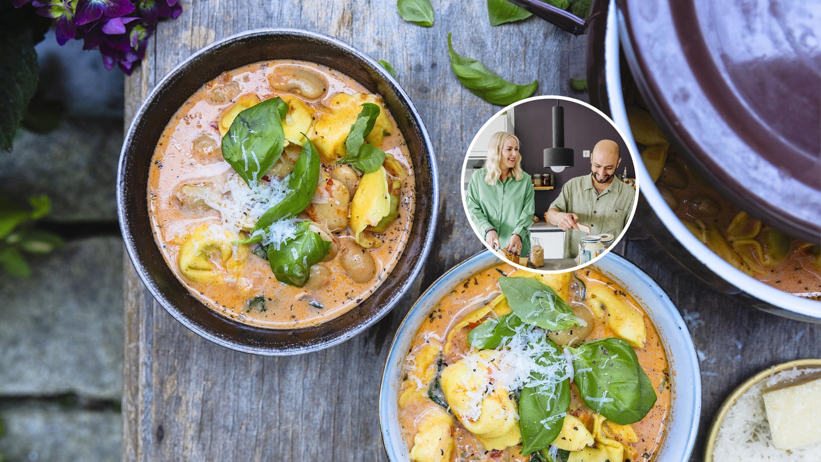 Imanin ja Leenan tortellinikeitto – ”Teemme keittoa aina, kun kaipaamme jotain, mikä tuo varmasti hymyn huulille”