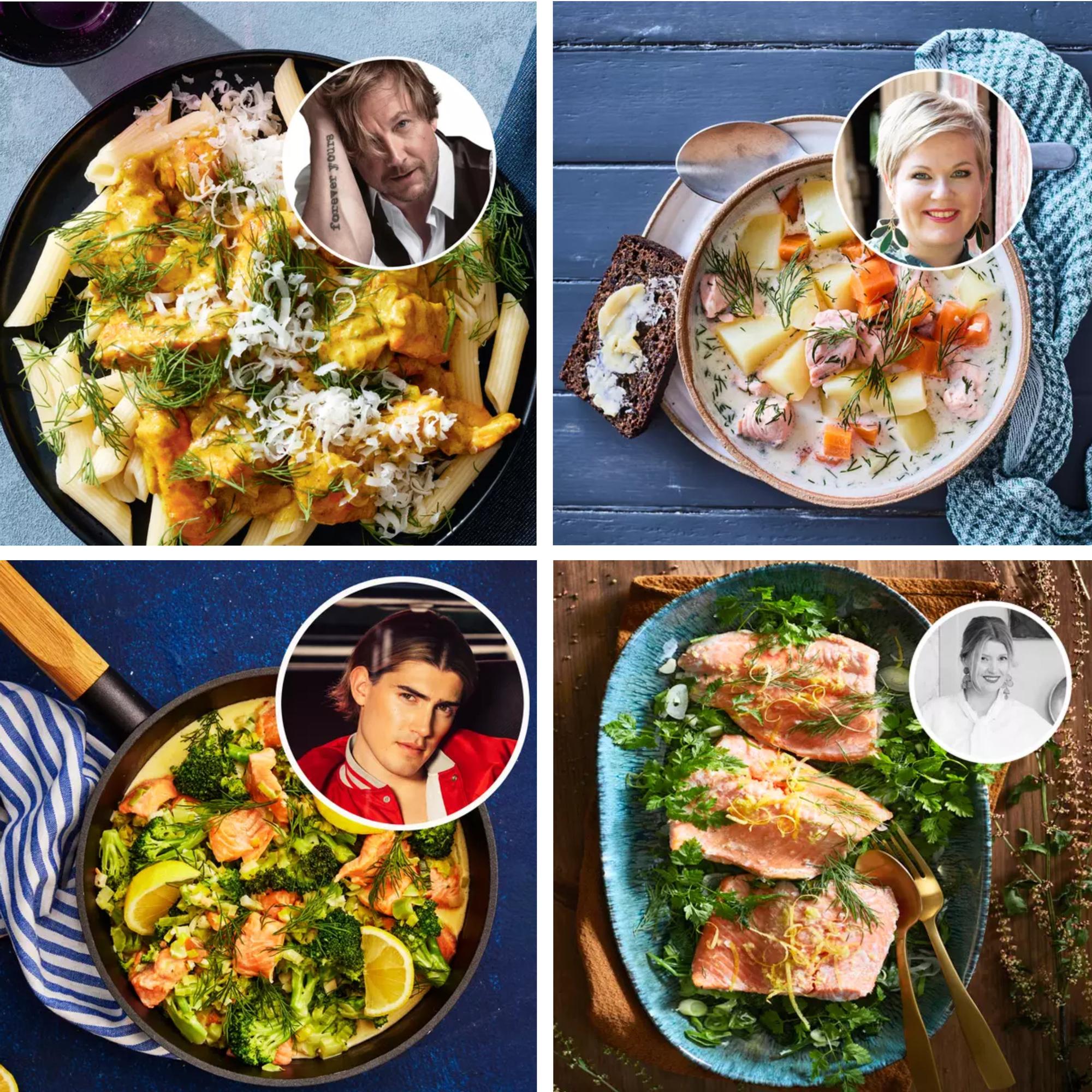 Samu Haberin currylohipasta ja Pipsa Hurmerinnan pikalohi – julkkikset esittelevät helpot lohireseptinsä!