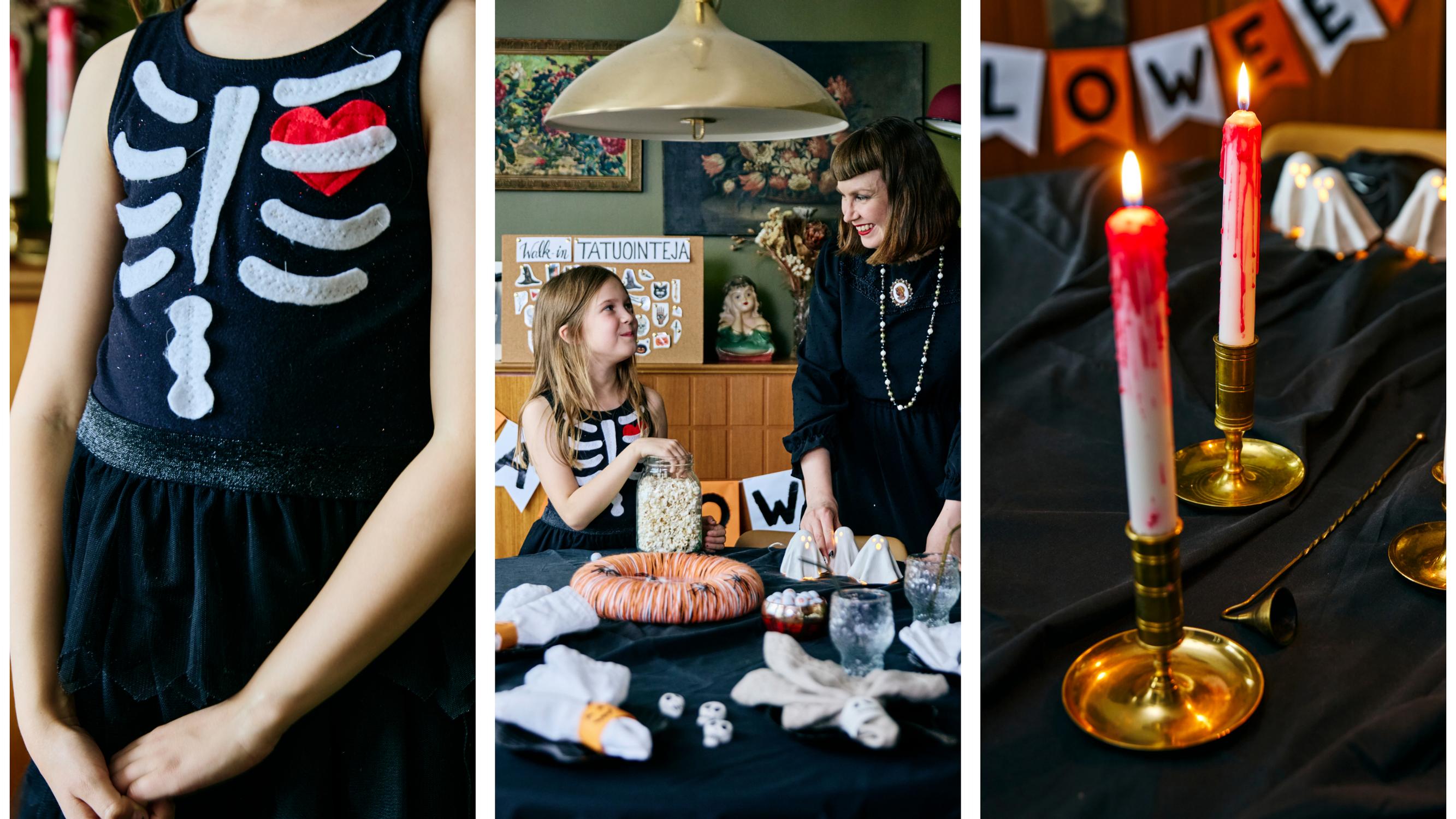 Halloweenia rakastava Elina tekee asut ja koristeet itse – näin valmistuvat luurankomekko, veriset kynttilät & 9 muuta helppoa ja edullista ideaa