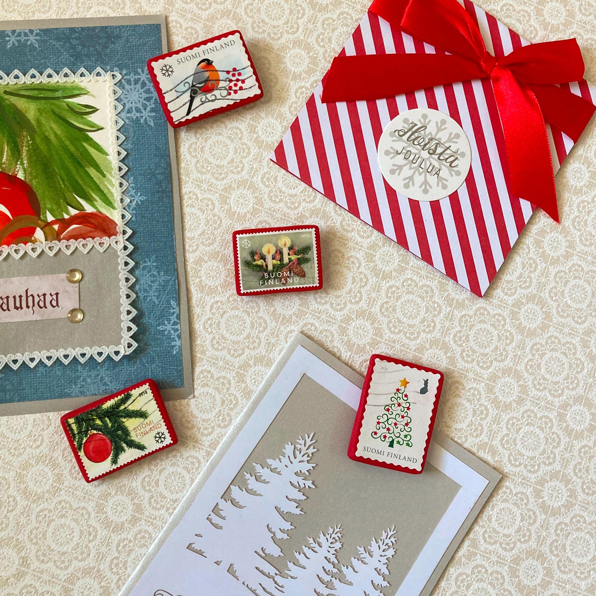 Tee kauneimmista joulupostimerkeistä kivat jääkaappimagneetit – katso helppo ohje!