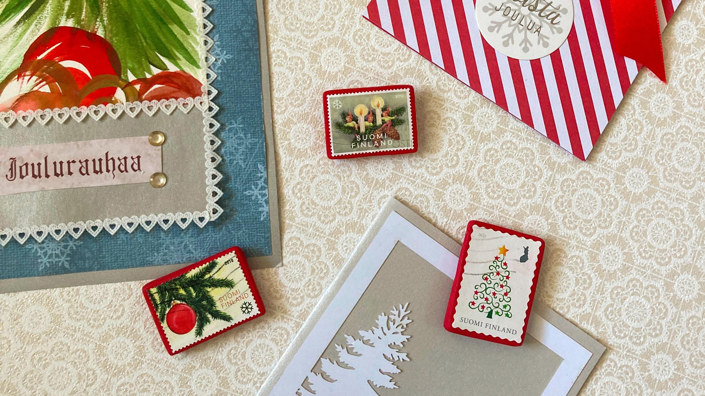 Tee kauneimmista joulupostimerkeistä kivat jääkaappimagneetit – katso helppo ohje!