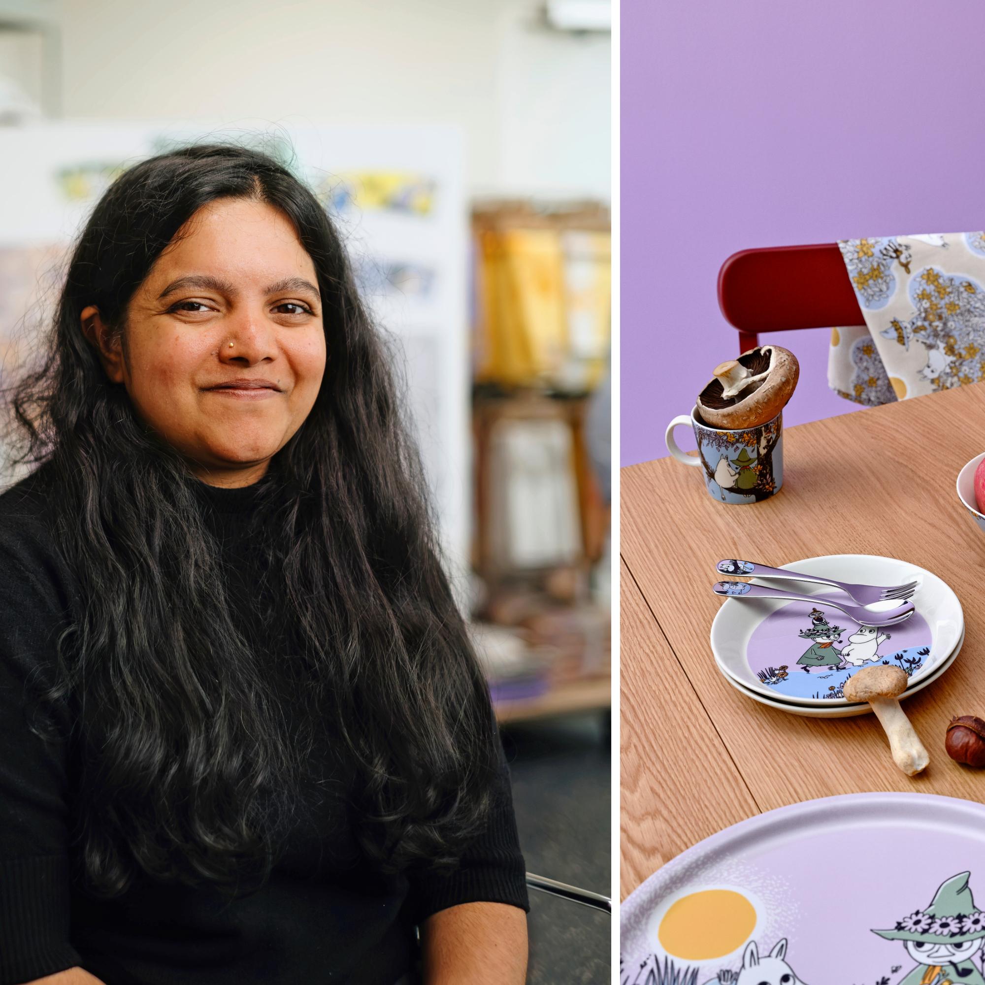 Unelmatyö! Intialainen Parvati Pillai loihtii muumikertomuksista kuvituksia uusiin Muumi-mukeihin: ”Olen itsekin vähän niin kuin Muumimamma”