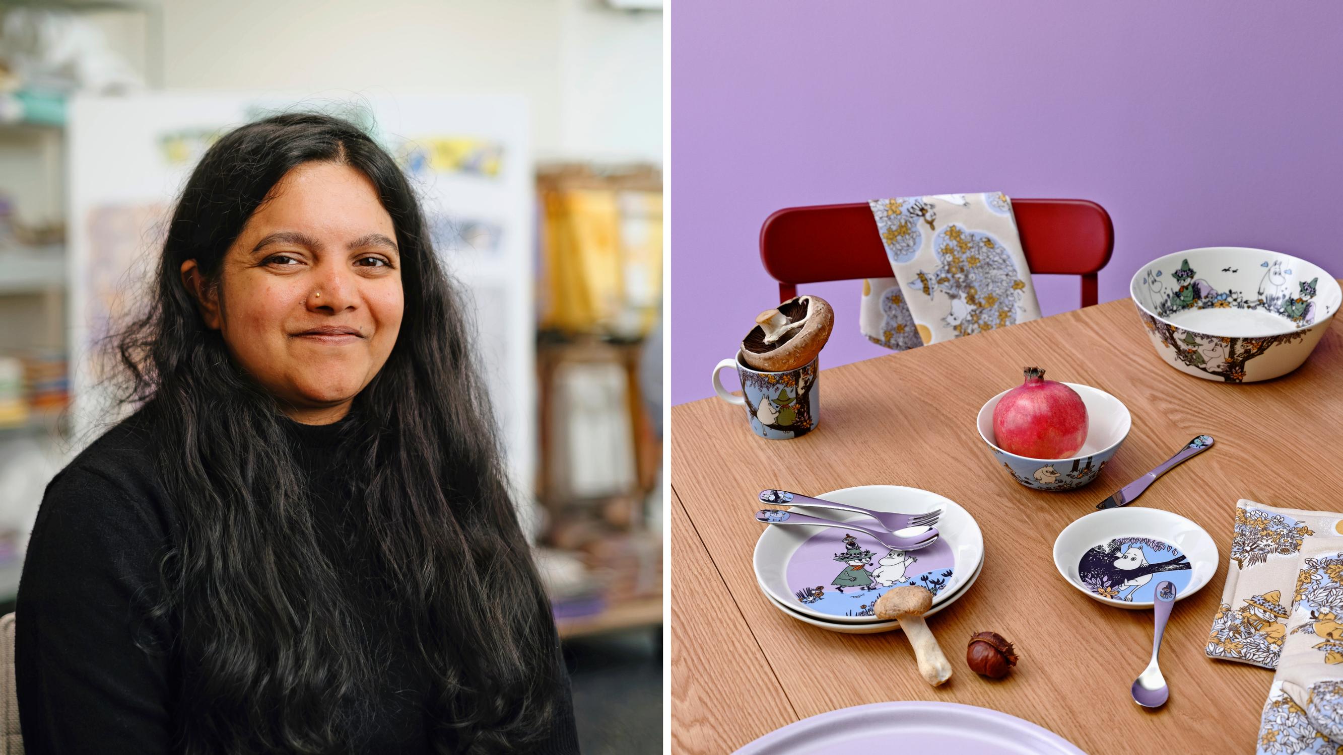 Unelmatyö! Intialainen Parvati Pillai loihtii muumikertomuksista kuvituksia uusiin Muumi-mukeihin: ”Olen itsekin vähän niin kuin Muumimamma”