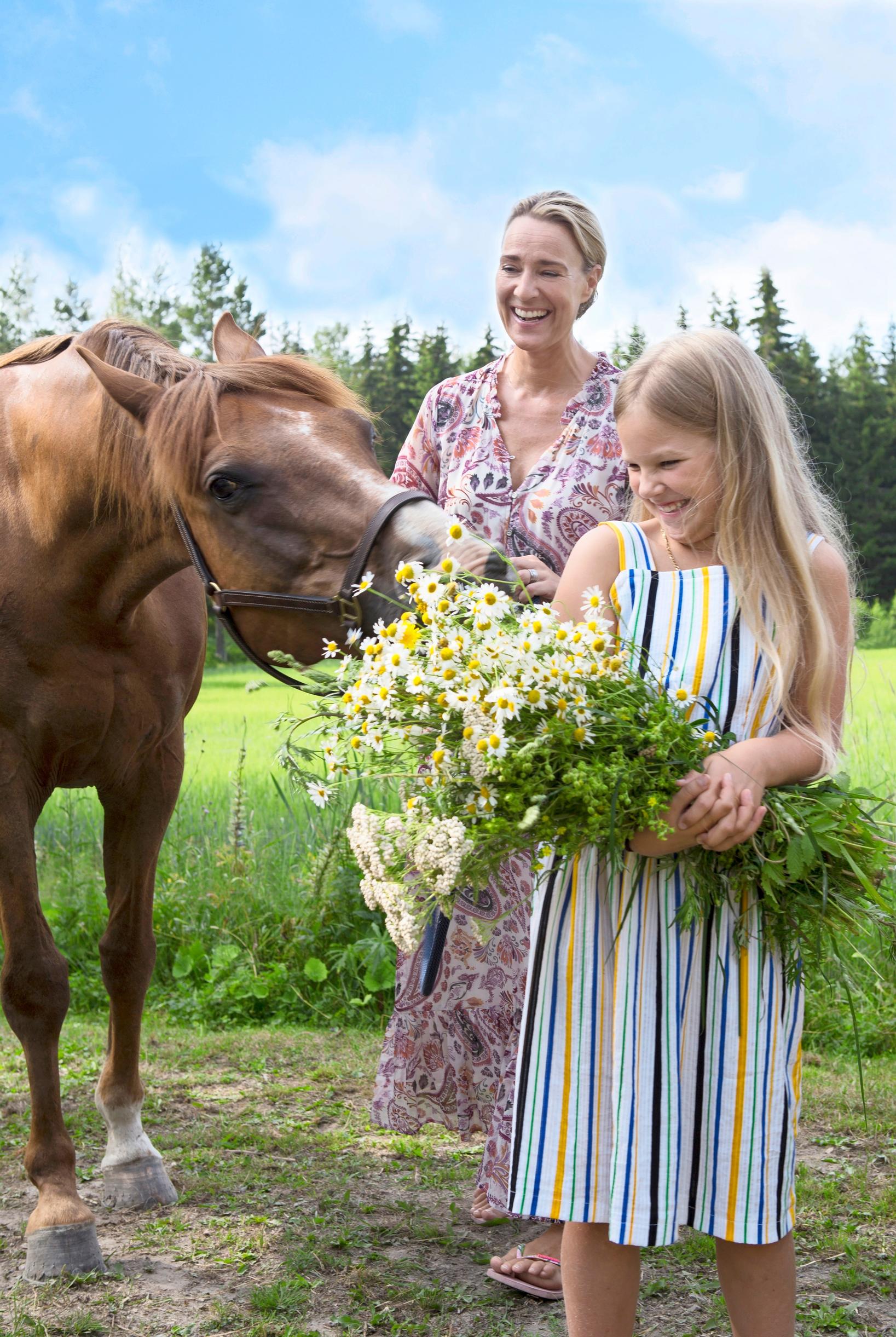 Bojaar-hevonen Danielan ja Agneksen seurassa