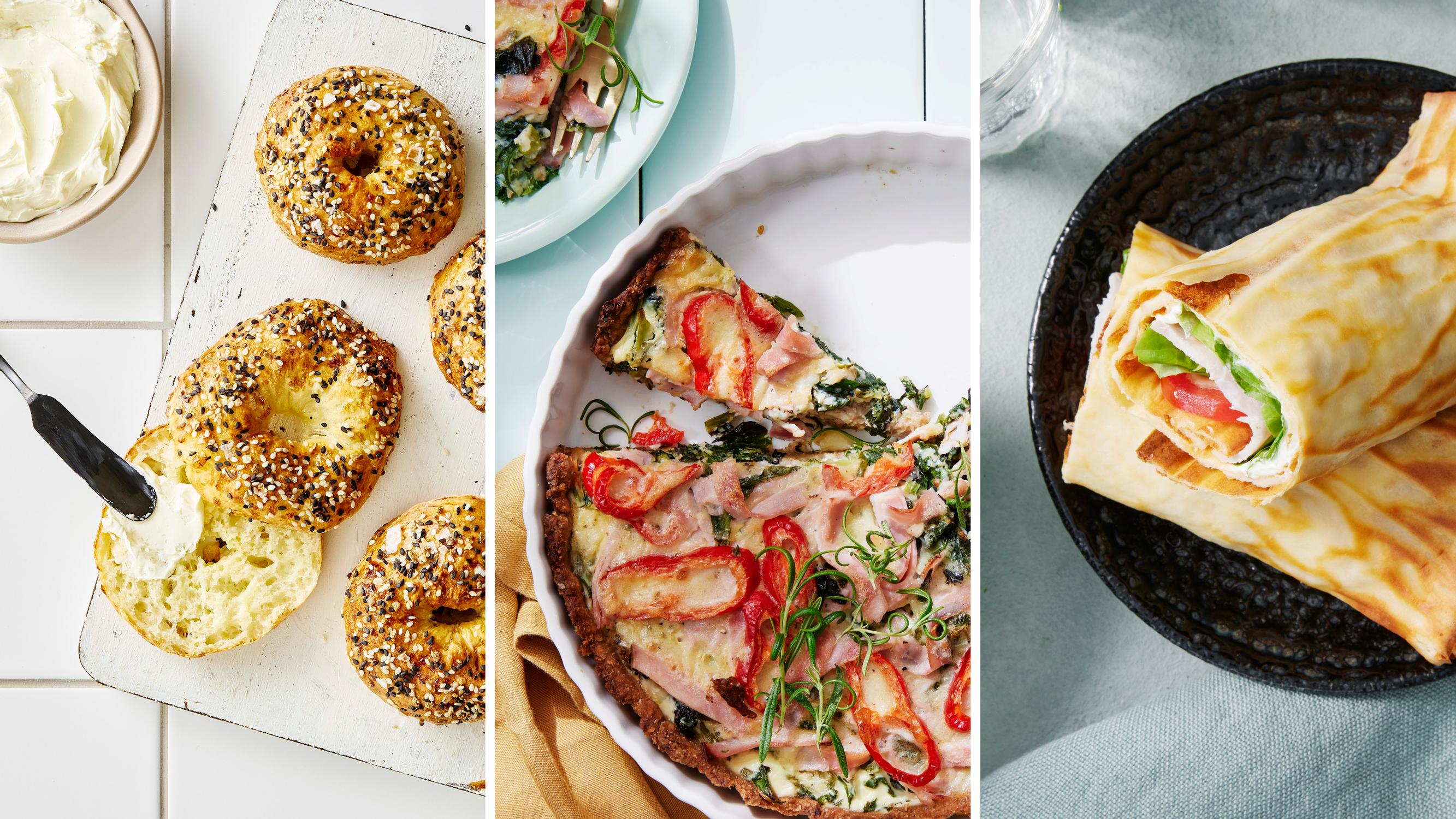 Raejuusto sopii myös leivontaan! Tee maukkaat bagelit, mehevä kinkkupiirakka ja rieskamainen flatbread