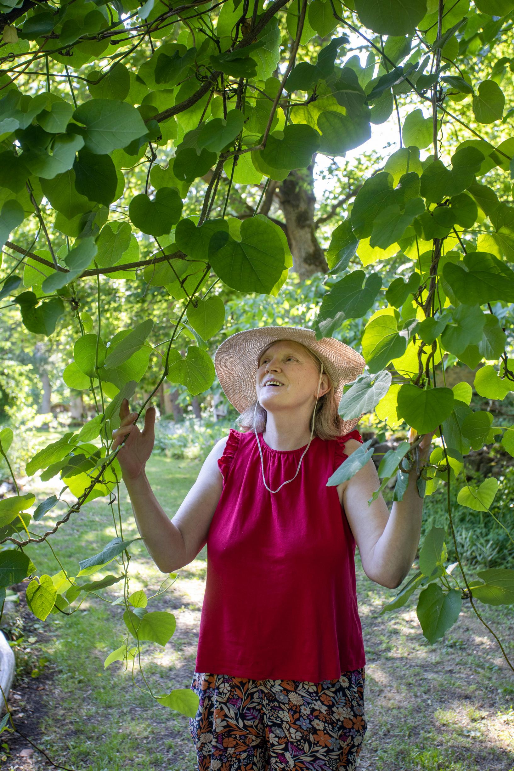 Anne Eesmaa puutarhassaan Hiidenmaalla