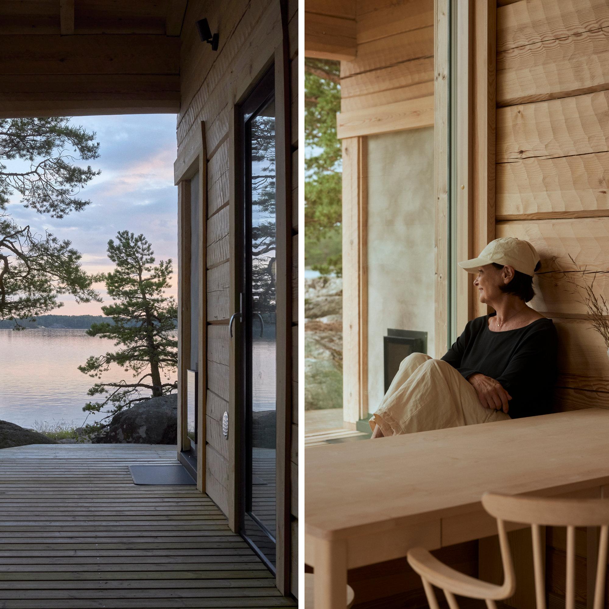 Huikea äiti-poikaprojekti! Sikke Sumari rakennutti Benjaminin kanssa perheen saaripaikkaan modernin mutta ikiaikaisen hirsisaunan