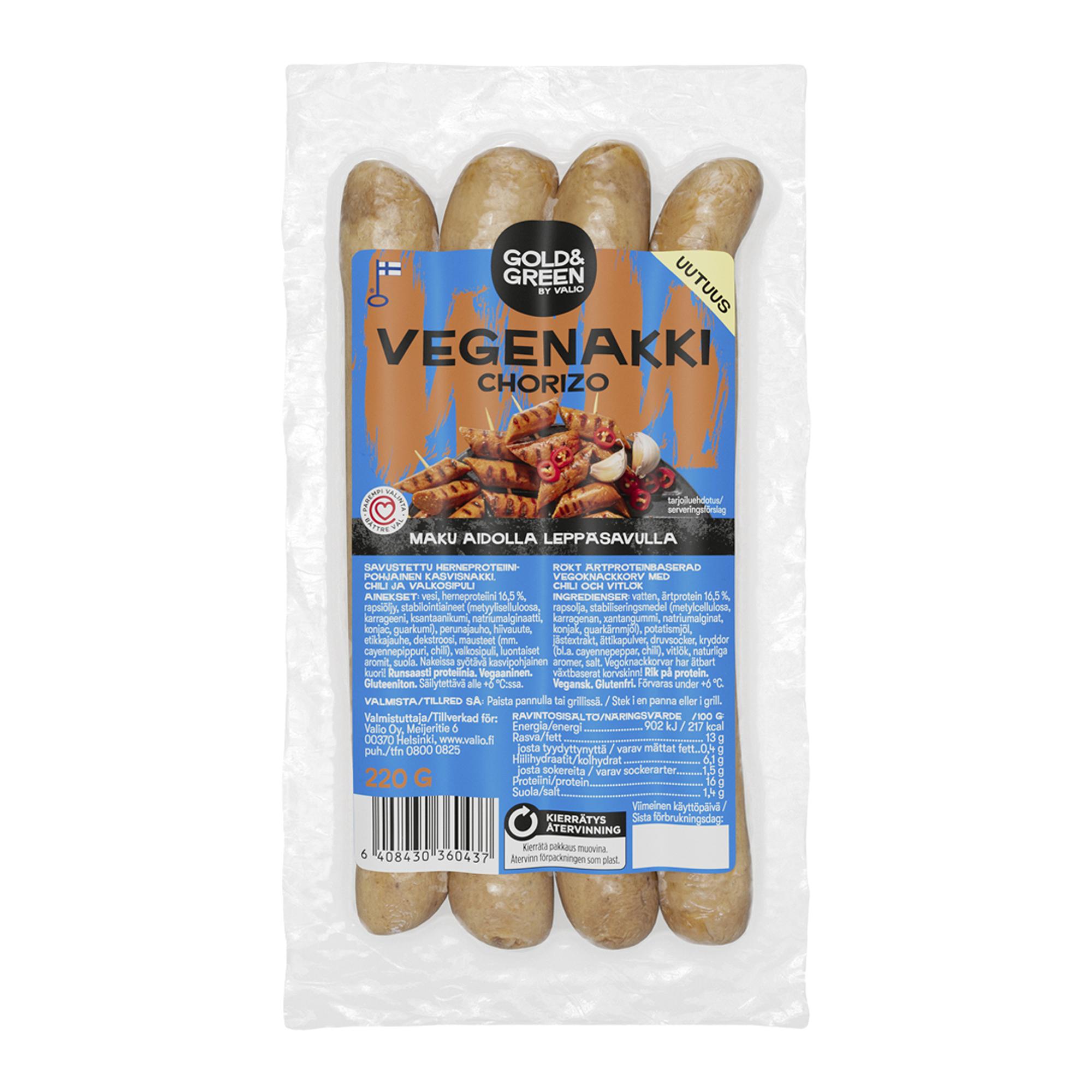 Gold & Green Chorizo vegenakki, 3,99 € / 220 g