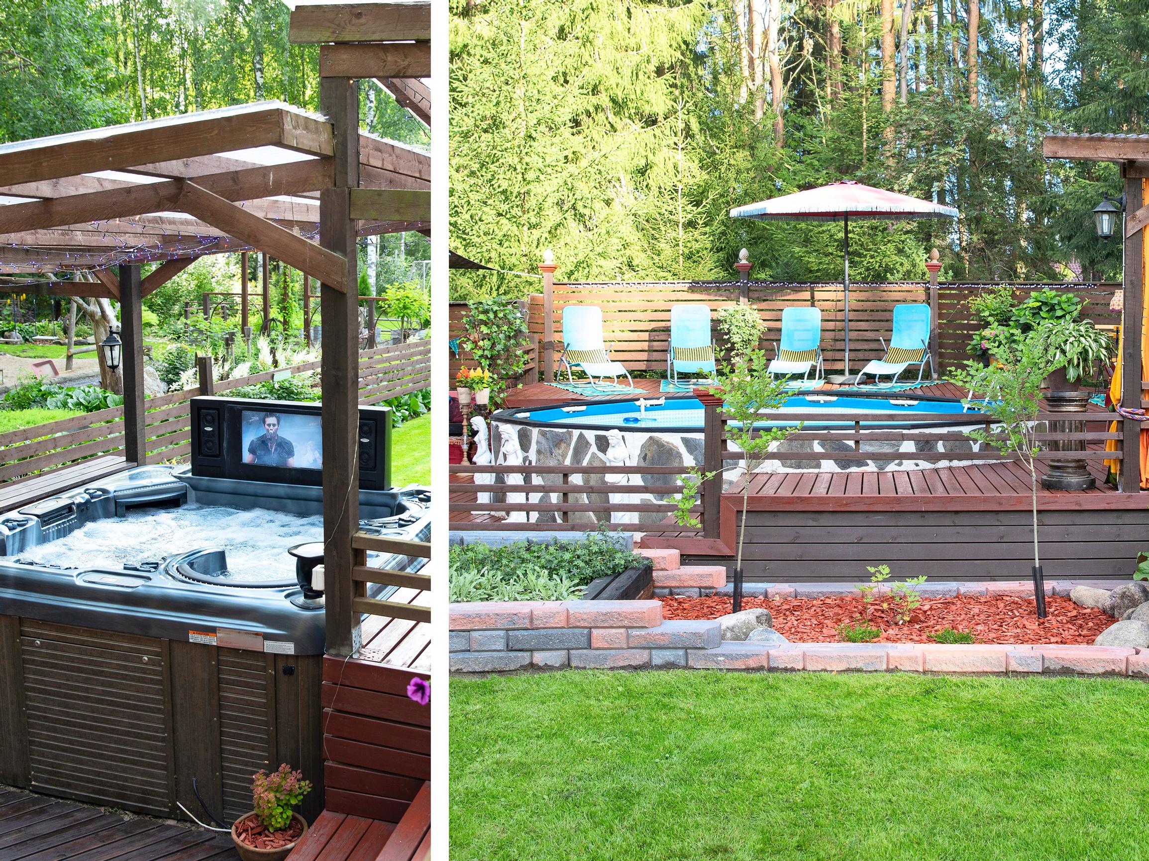 Poreallas, telkkari, uima-allas... Railan mökkipiha on lekottelijan keidas – ”En ole käynyt ulkomailla, mutta kuvittelen siellä näyttävän tälle”