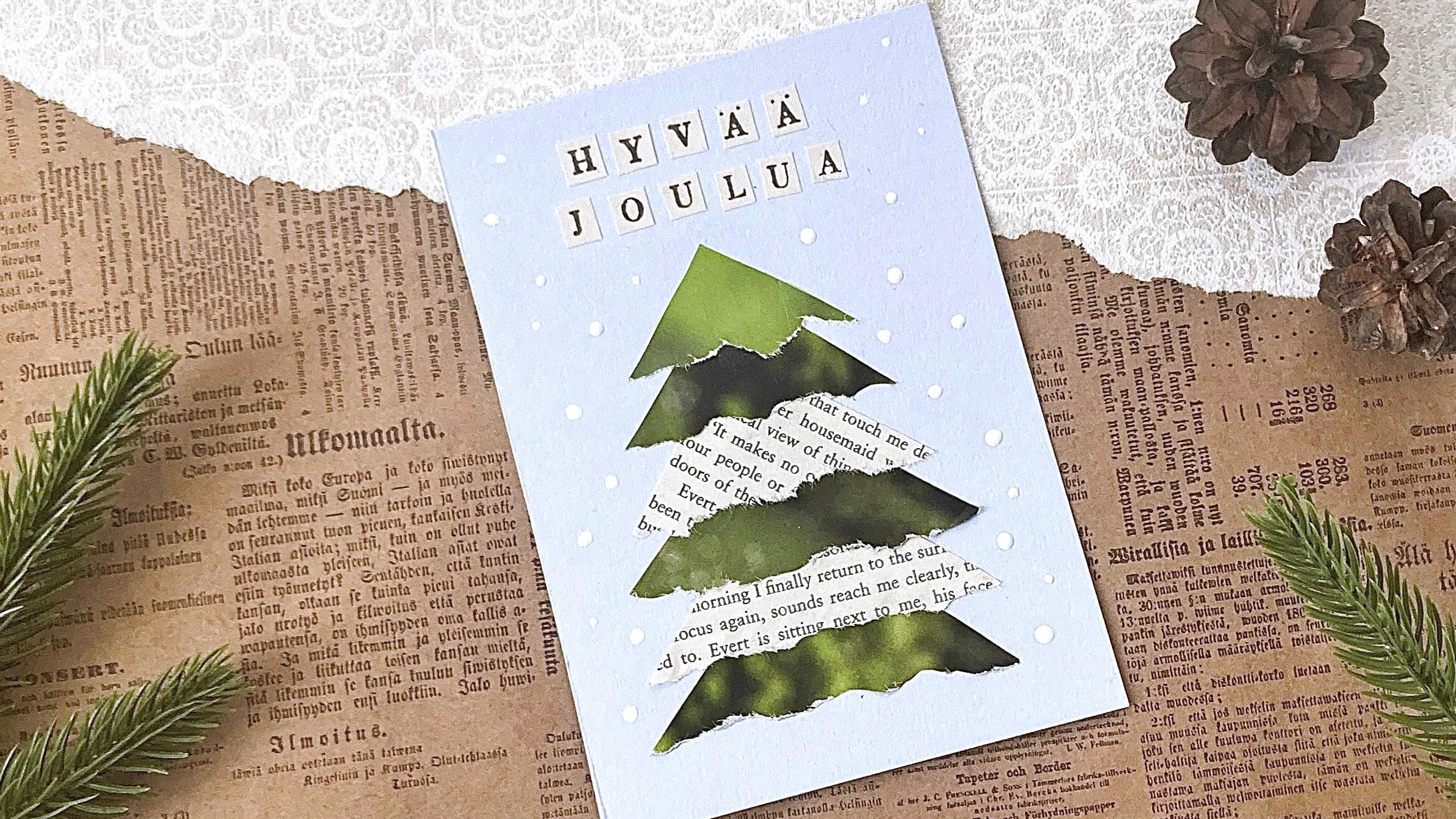 Askartele kuusikortit kierrätyspaperista – katso helppo ohje ja laita korttipaja pystyyn!