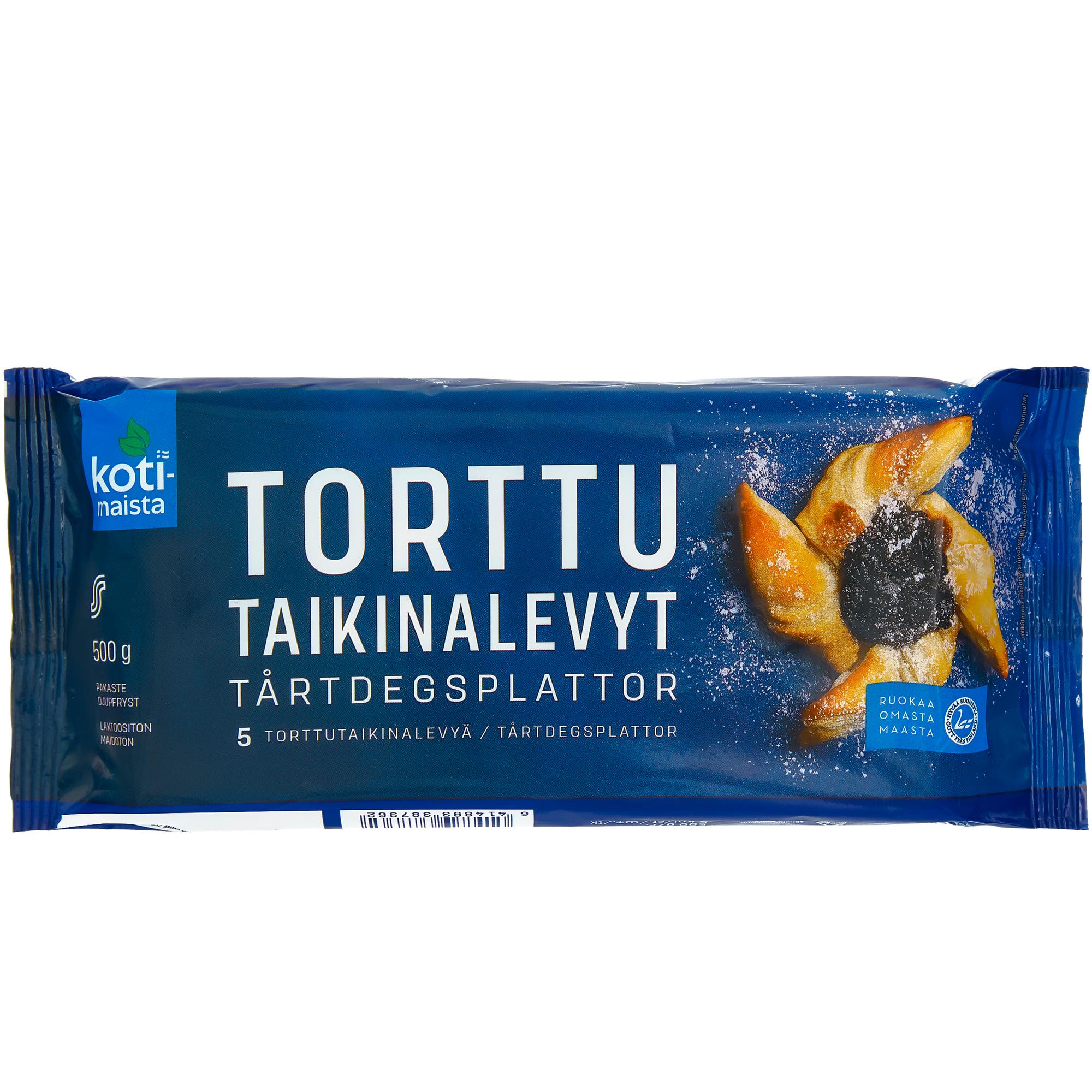 Kotimaista torttutaikinalevyt 5 kpl/500 g, maidoton.