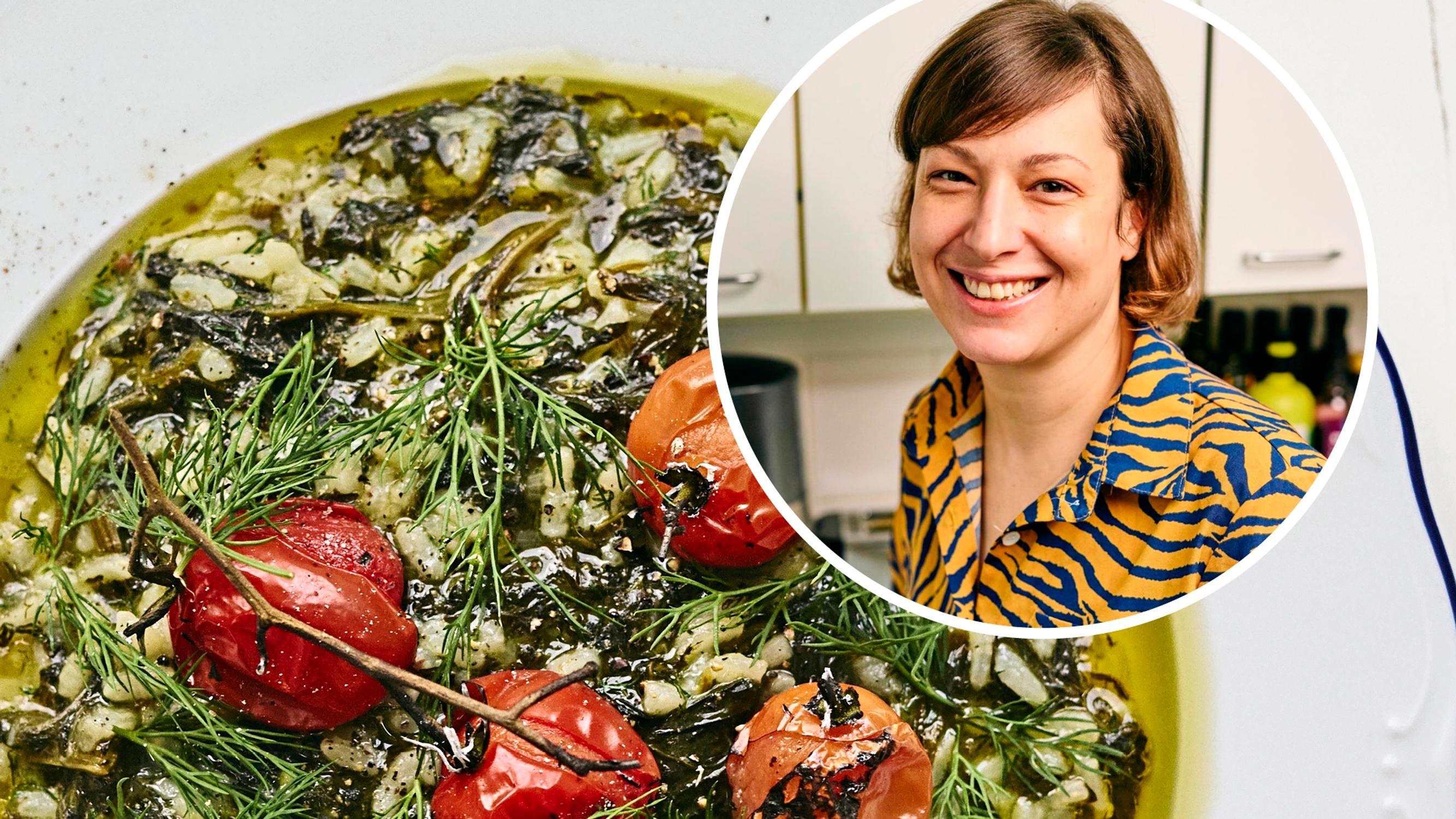 Kreikkalainen pinaattiriisi eli spanakorizo on kuin täyteläinen risotto, mutta ilman voita ja juustoa!