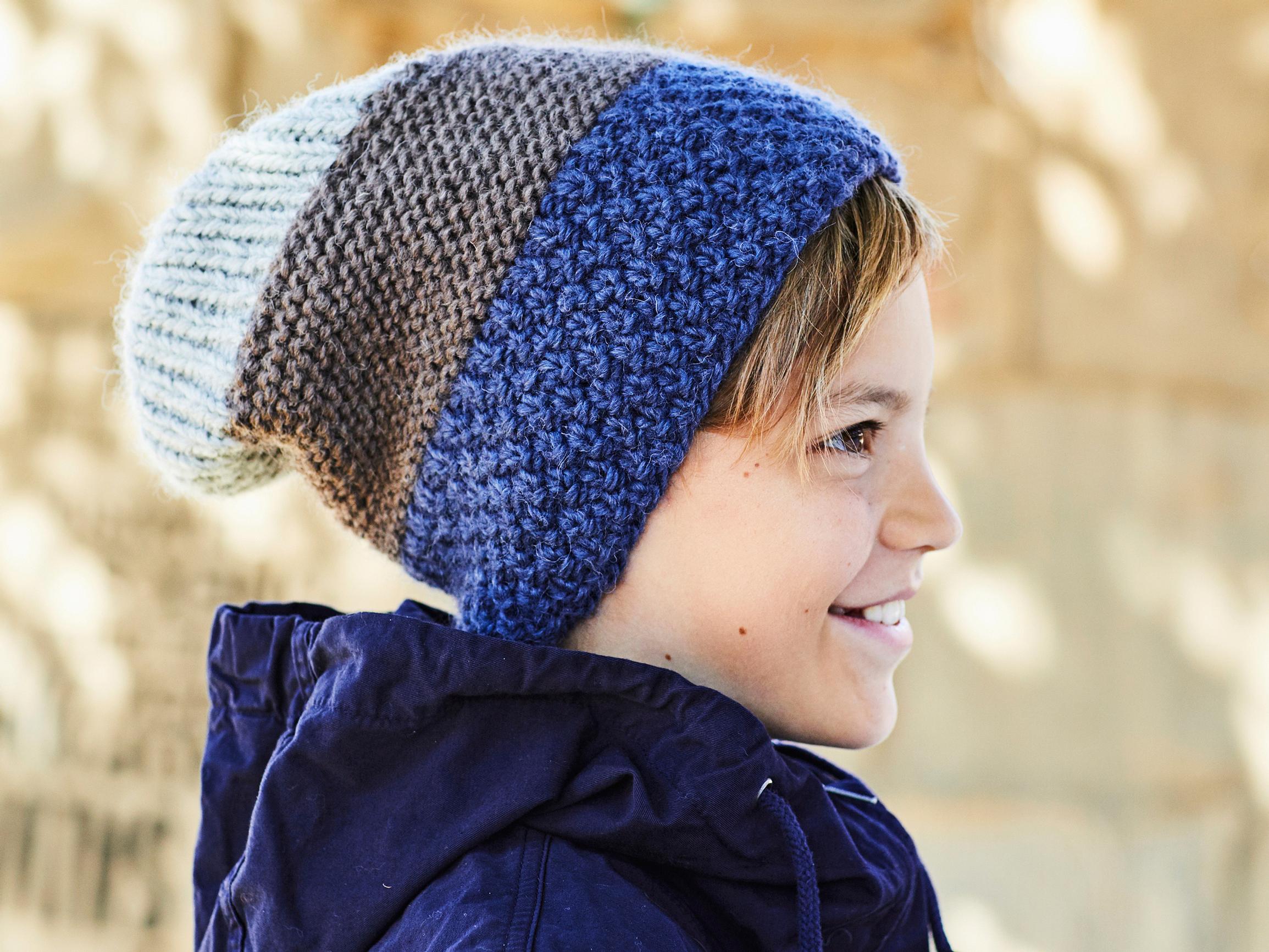 Kolmen kohoneuleen pipo – tee itse trendikäs myssy erilaisia neulepintoja yhdistelemällä