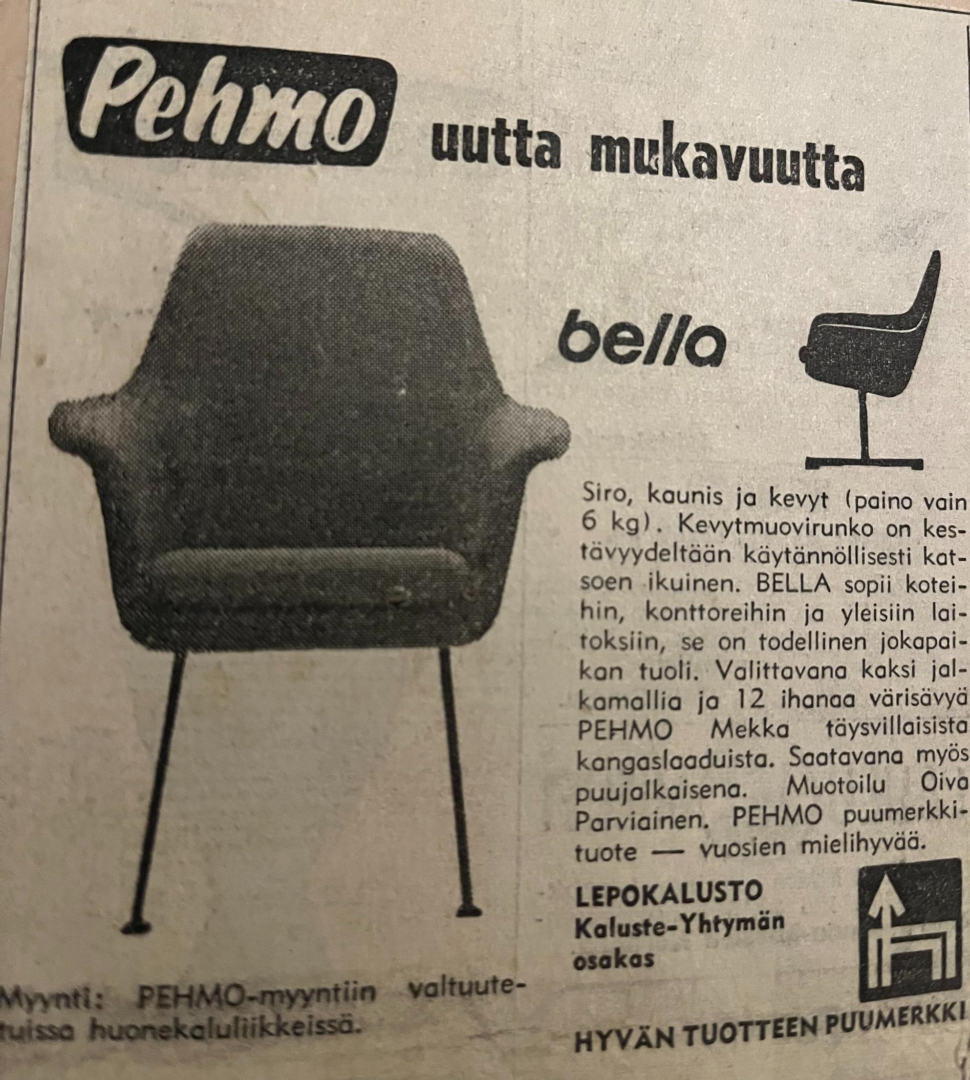 Oiva Parviaisen Bella-nojatuoli