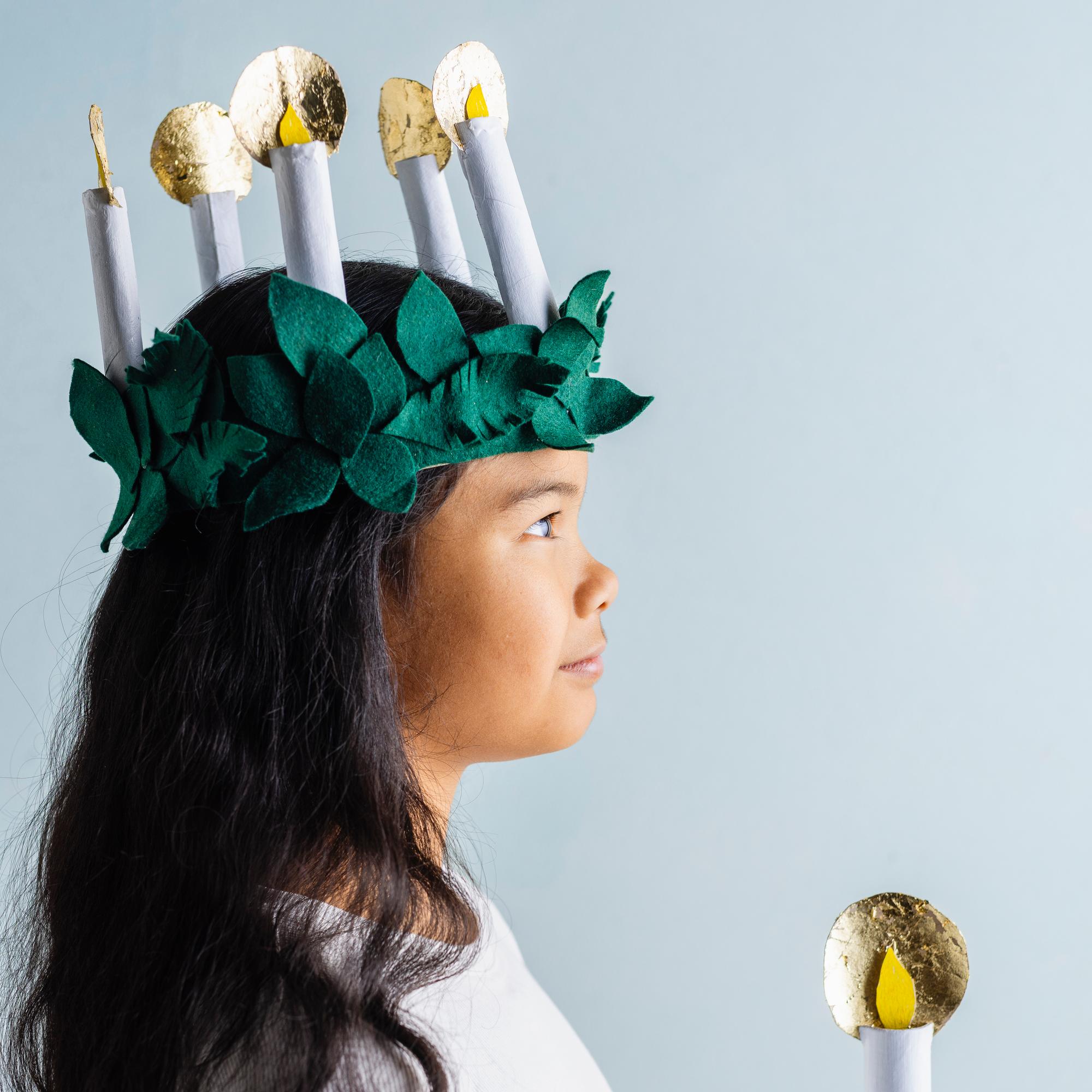 Askartele Lucia-kruunu pahvista ja huovasta – pimeyden keskelle loistaa nyt valoa!