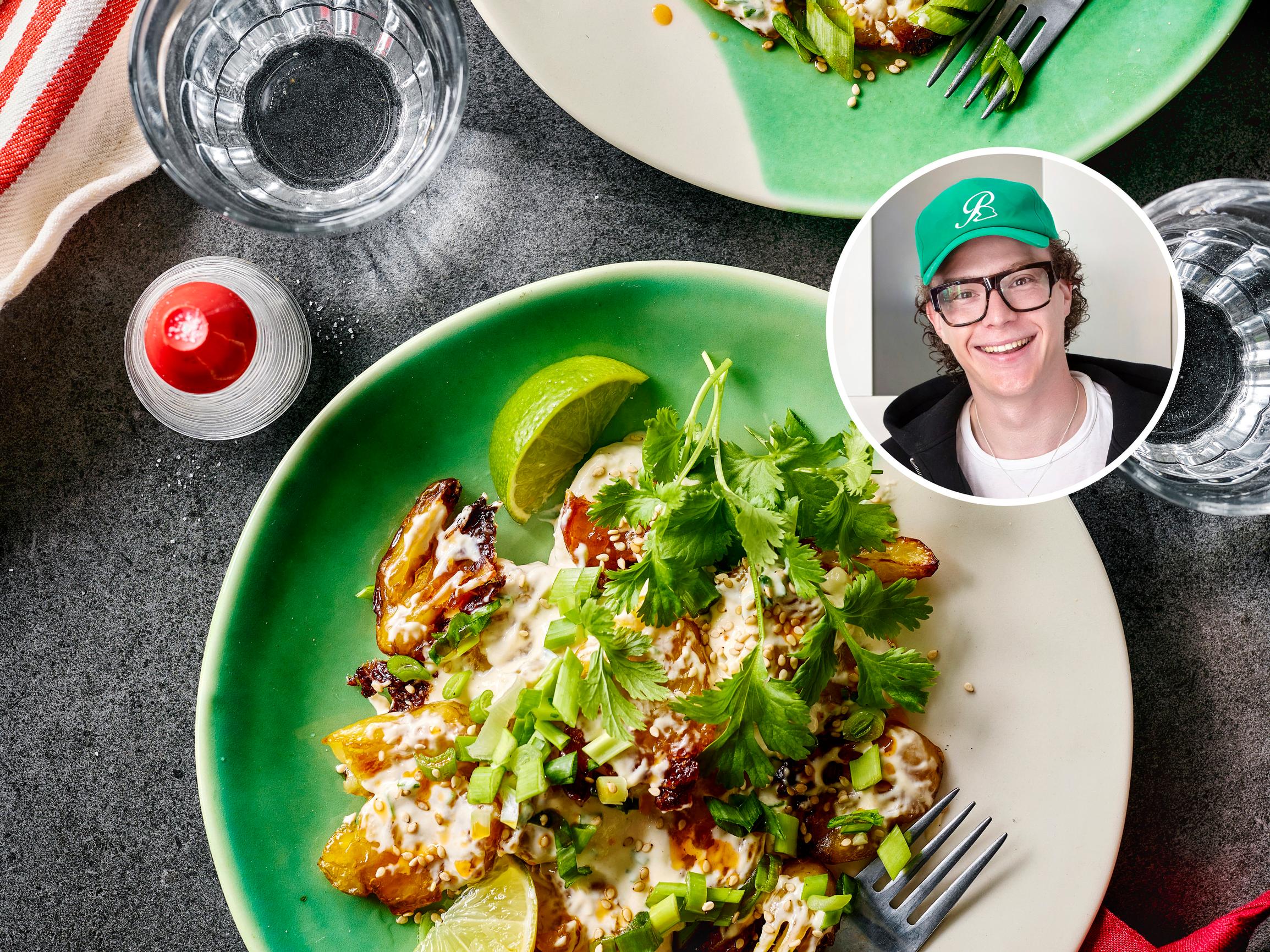 Ruokavaikuttaja Jabun perunasalaatissa maistuvat chili ja tahini – ruoka maistui myös Wolt-kuskille!