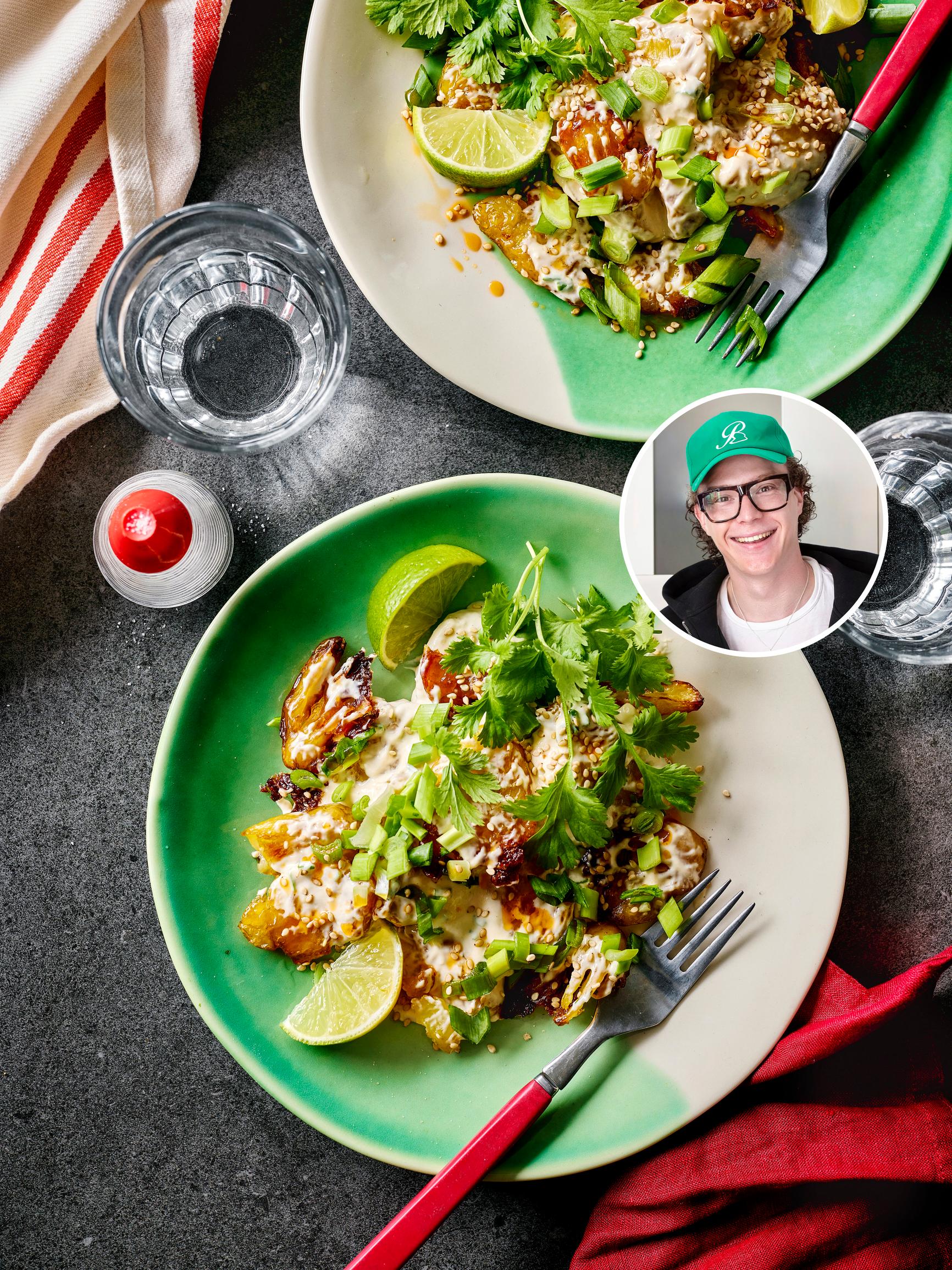 Ruokavaikuttaja Jabun perunasalaatissa maistuvat chili ja tahini – ruoka maistui myös Wolt-kuskille!