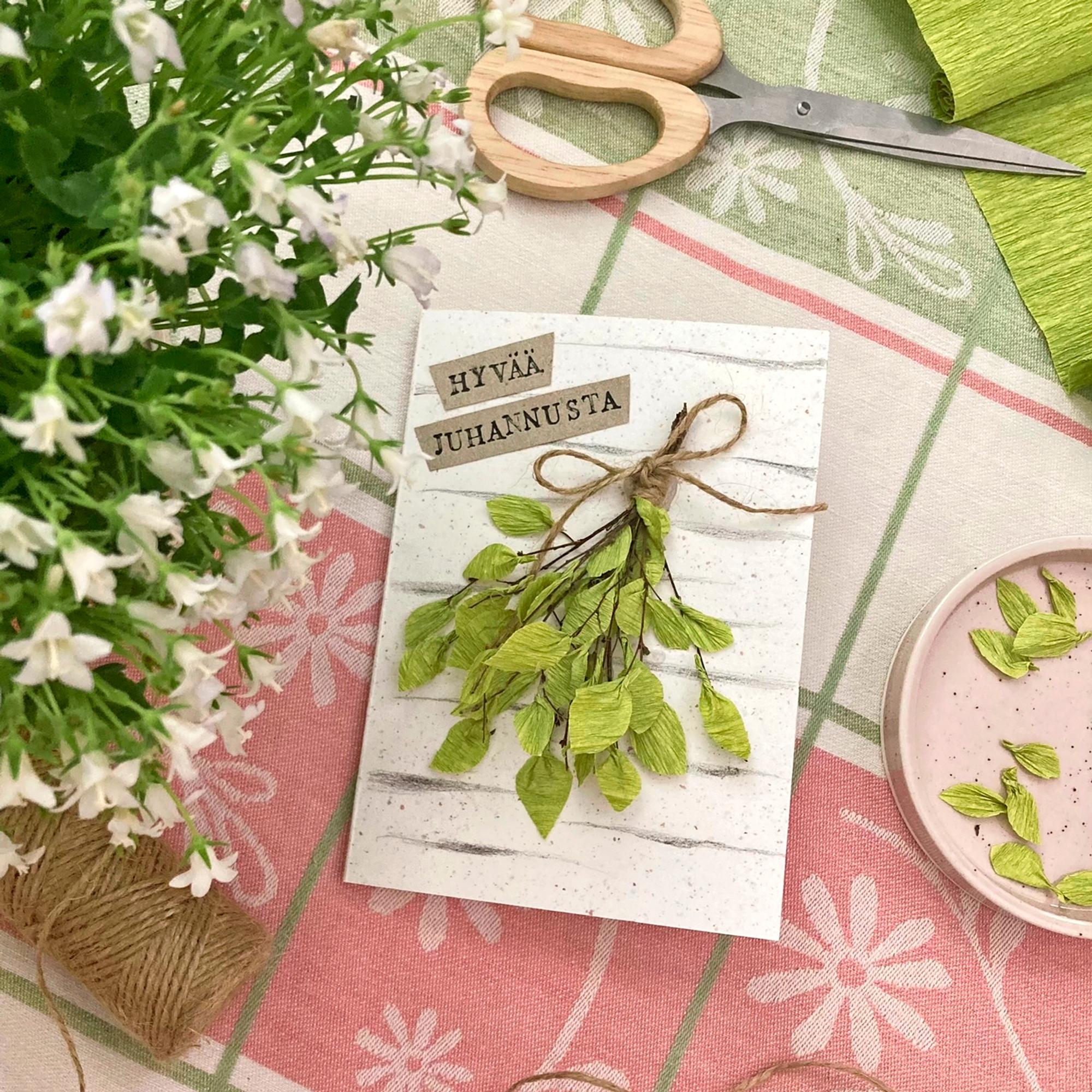 Sauna lämpiämään! Tee hauska kesäkortti, jossa komeilee (melkein oikea) vihta