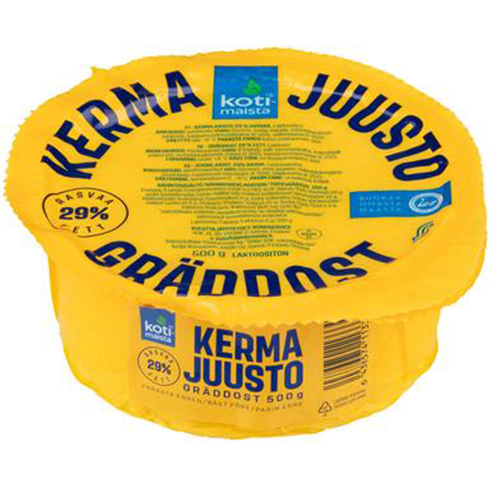 Kotimaista kermajuusto, 4,43 € / 500 g.