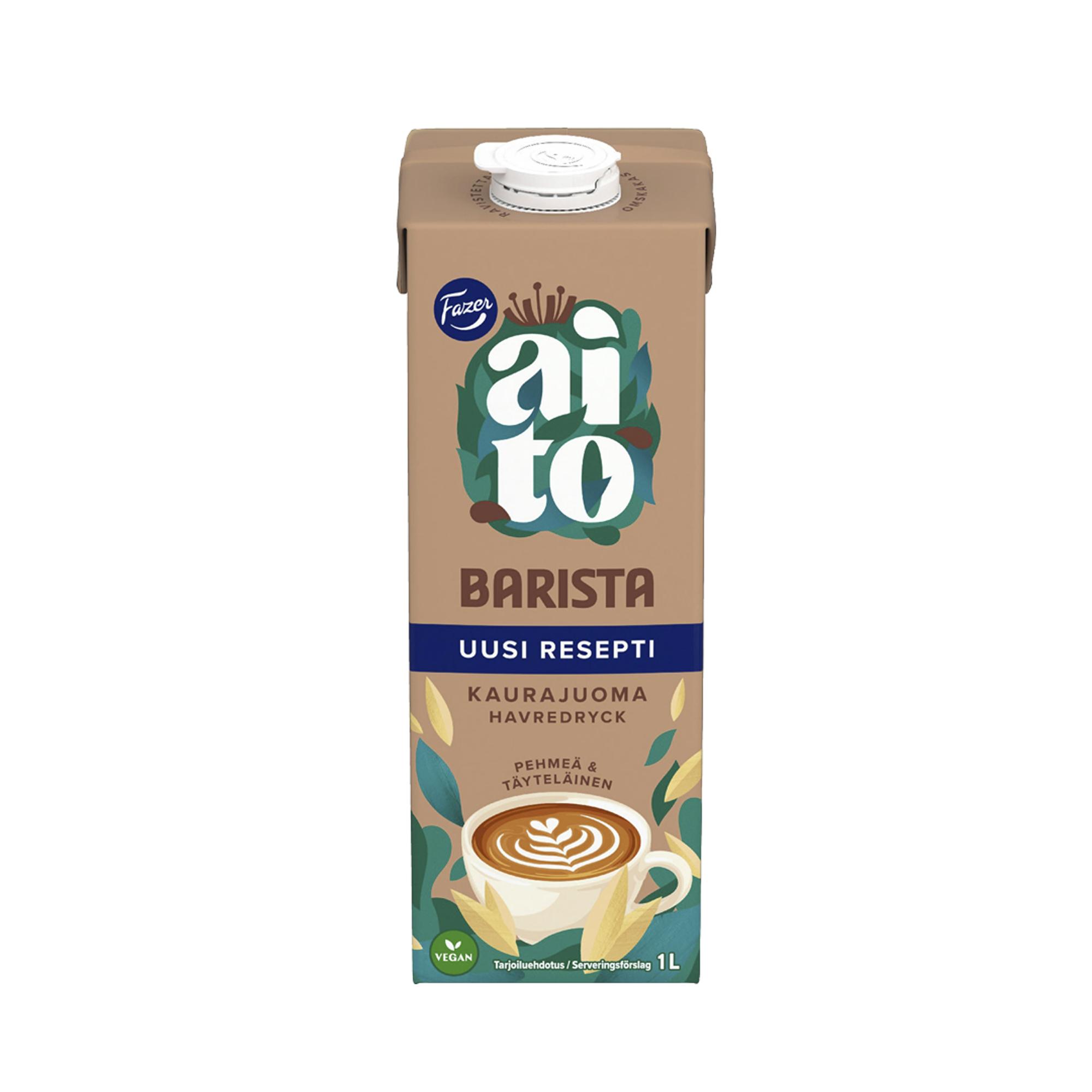 Fazer Aito kaurajuoma Barista 1,85 € / 1 litra.