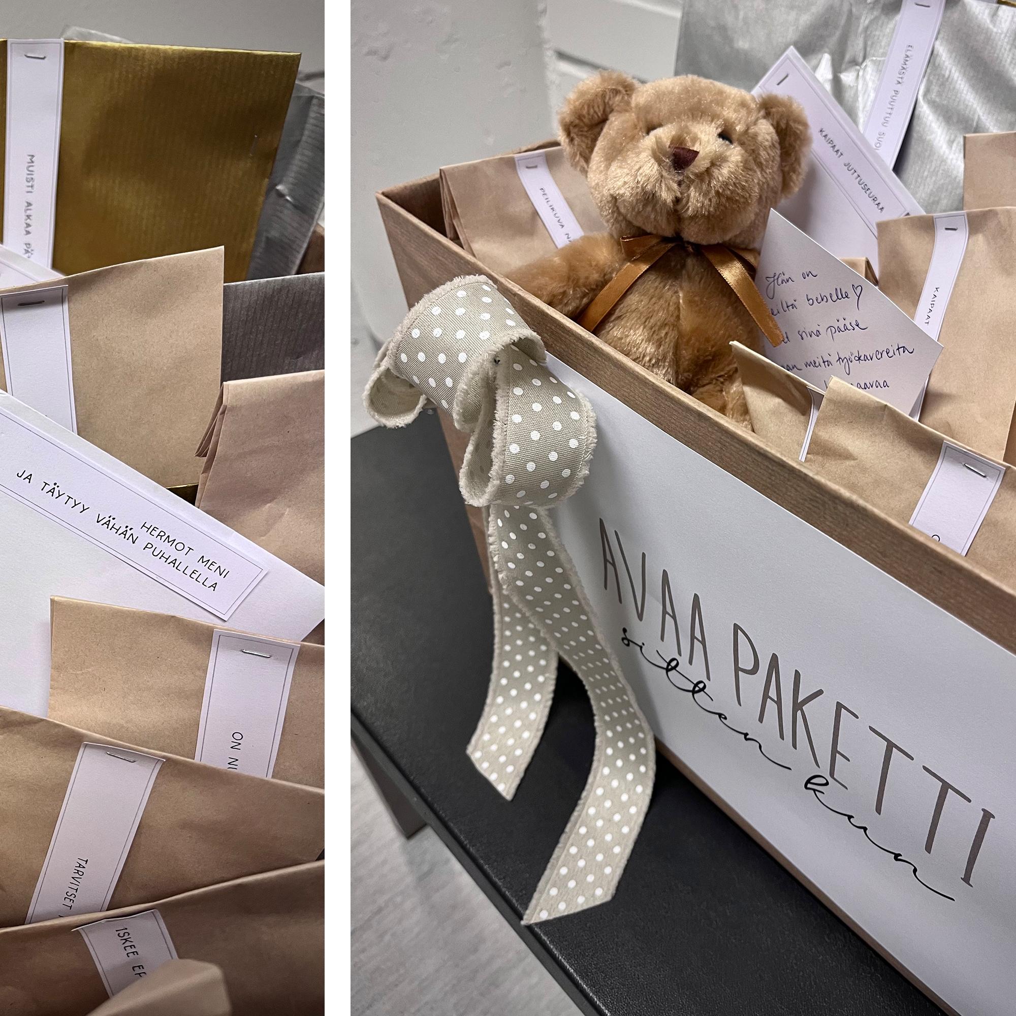 Miten kiva lahjaidea! Annica työkavereineen antoi lystikkään ”sitku-lahjan” kollegalleen – lahjapaketit saa avata sitten, kun tilanne vaatii