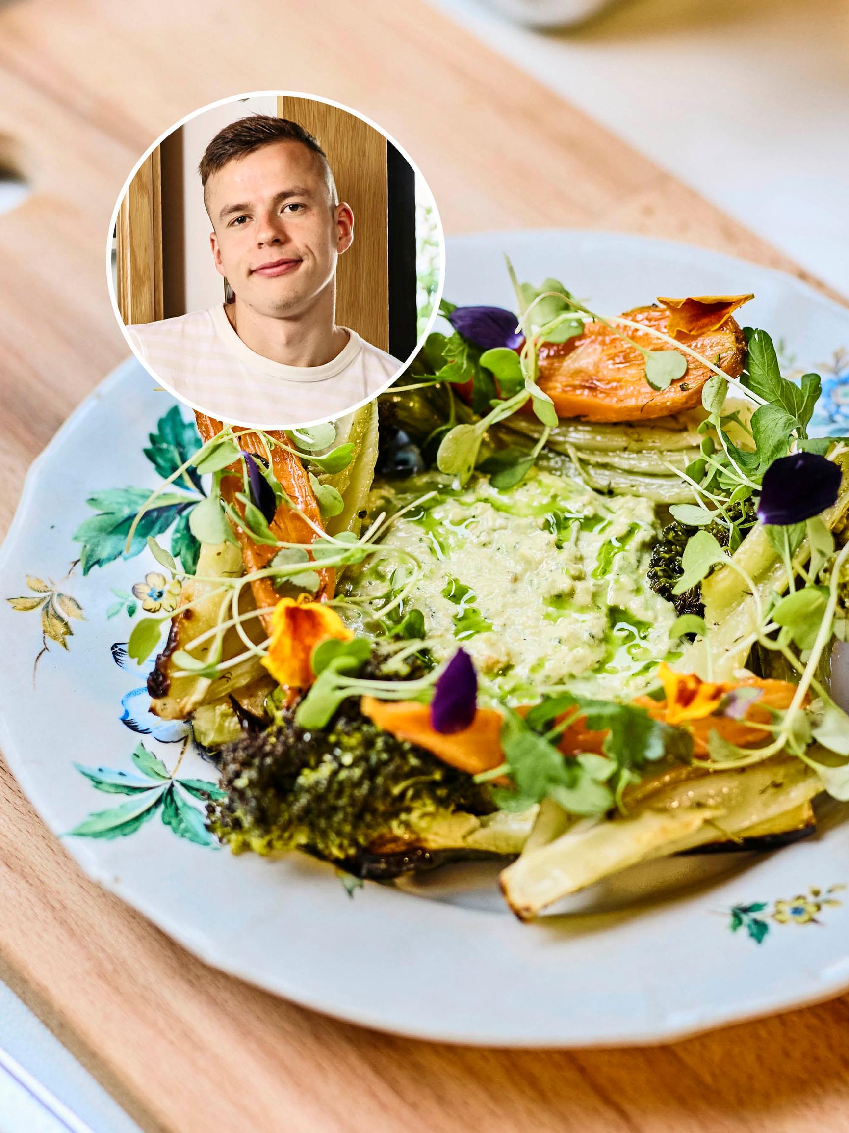 Yrttihummus on kasviskokki Elias Pusan vartissa valmis bravuuri – tarjoile paahdetun leivän ja grillattujen kasvisten kera