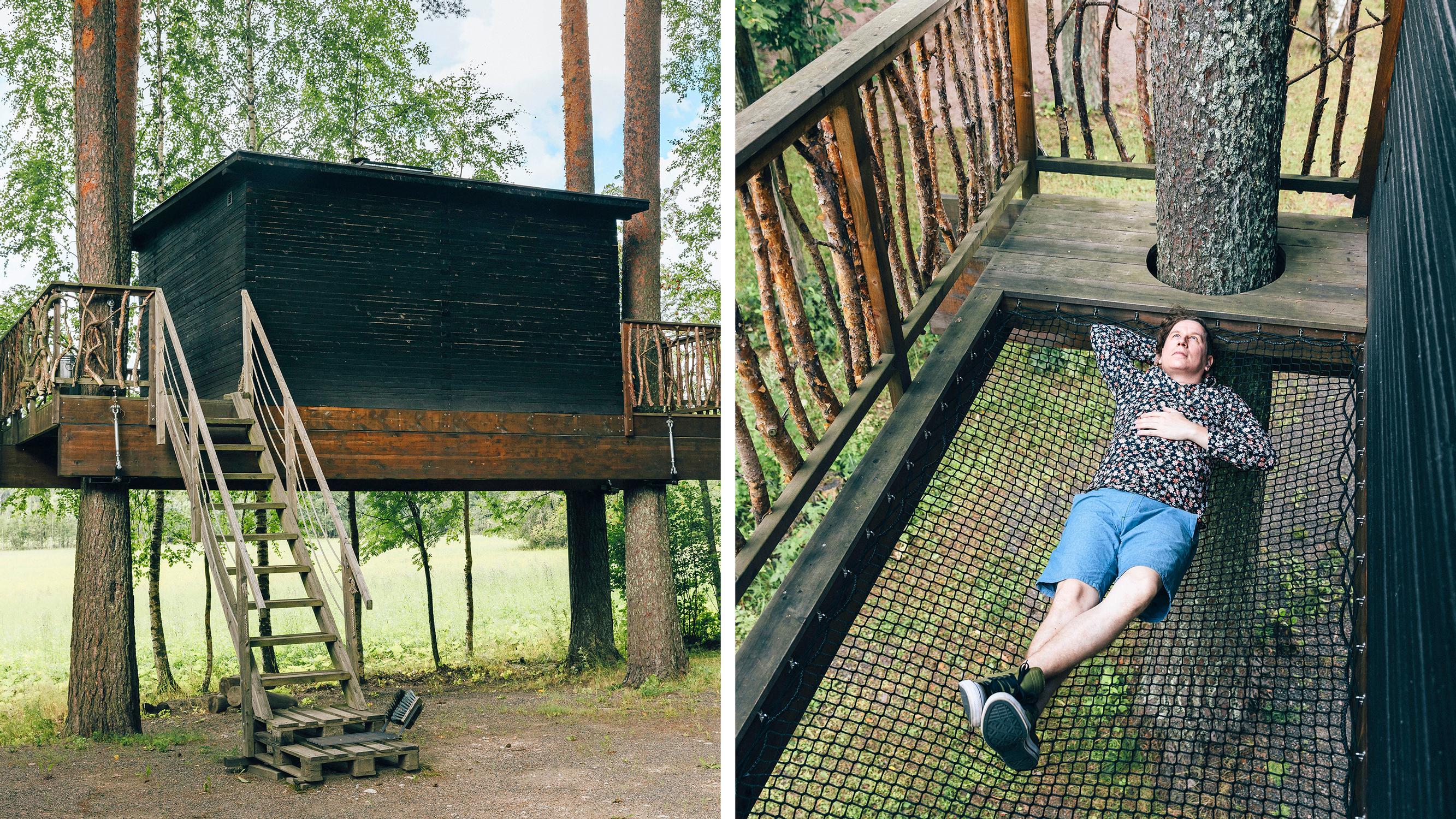 Sauna kiipesi puihin! Otto rakensi puumajasaunan ja huiman vilvoittelupaikan – ”Sauna on vähän kuin omassa maailmassaan”