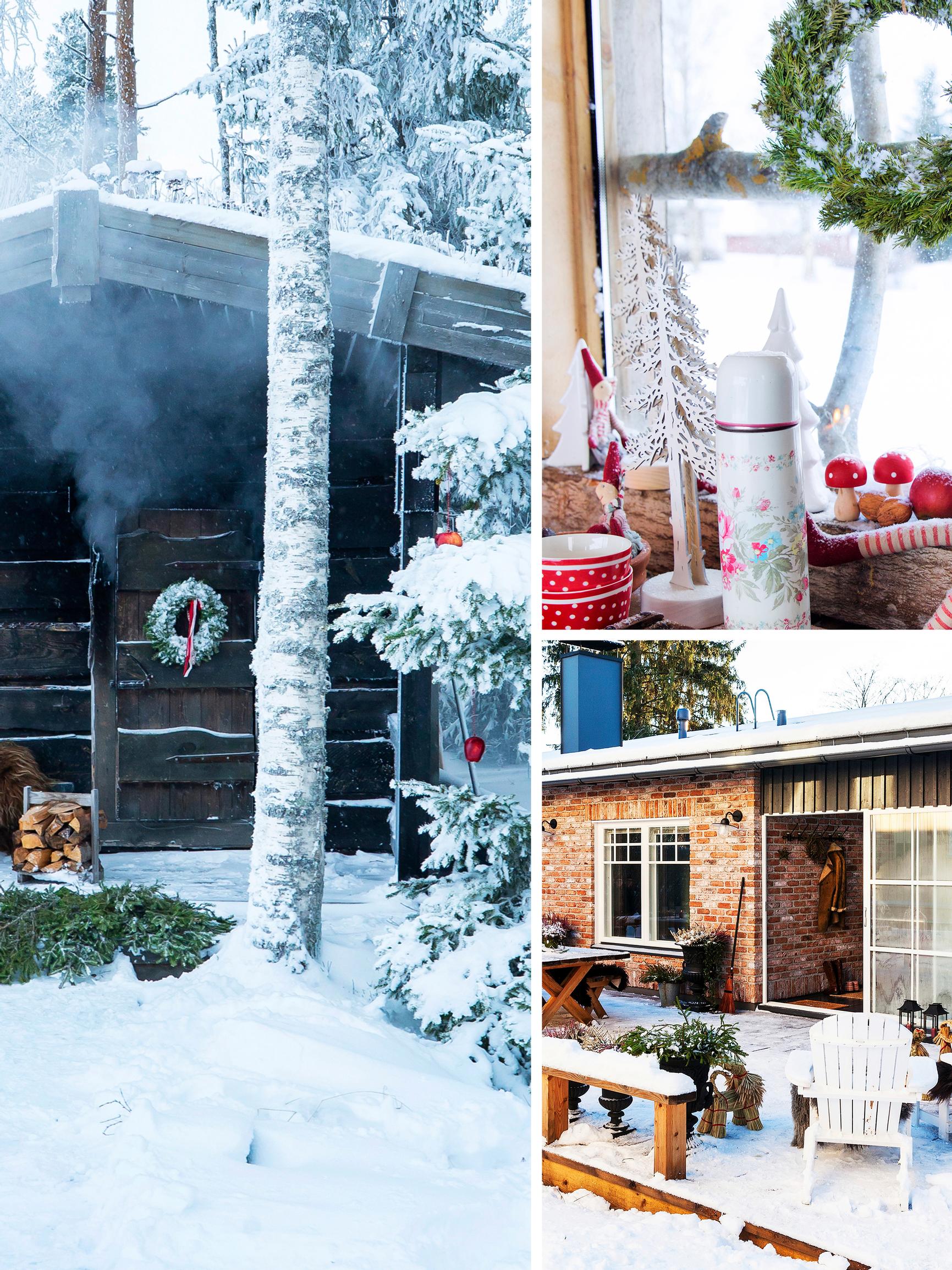 3 x tunnelmallinen joulusauna: perinteinen savusauna, veikeä halkosauna ja uusvanha pihasauna kaikilla mukavuuksilla