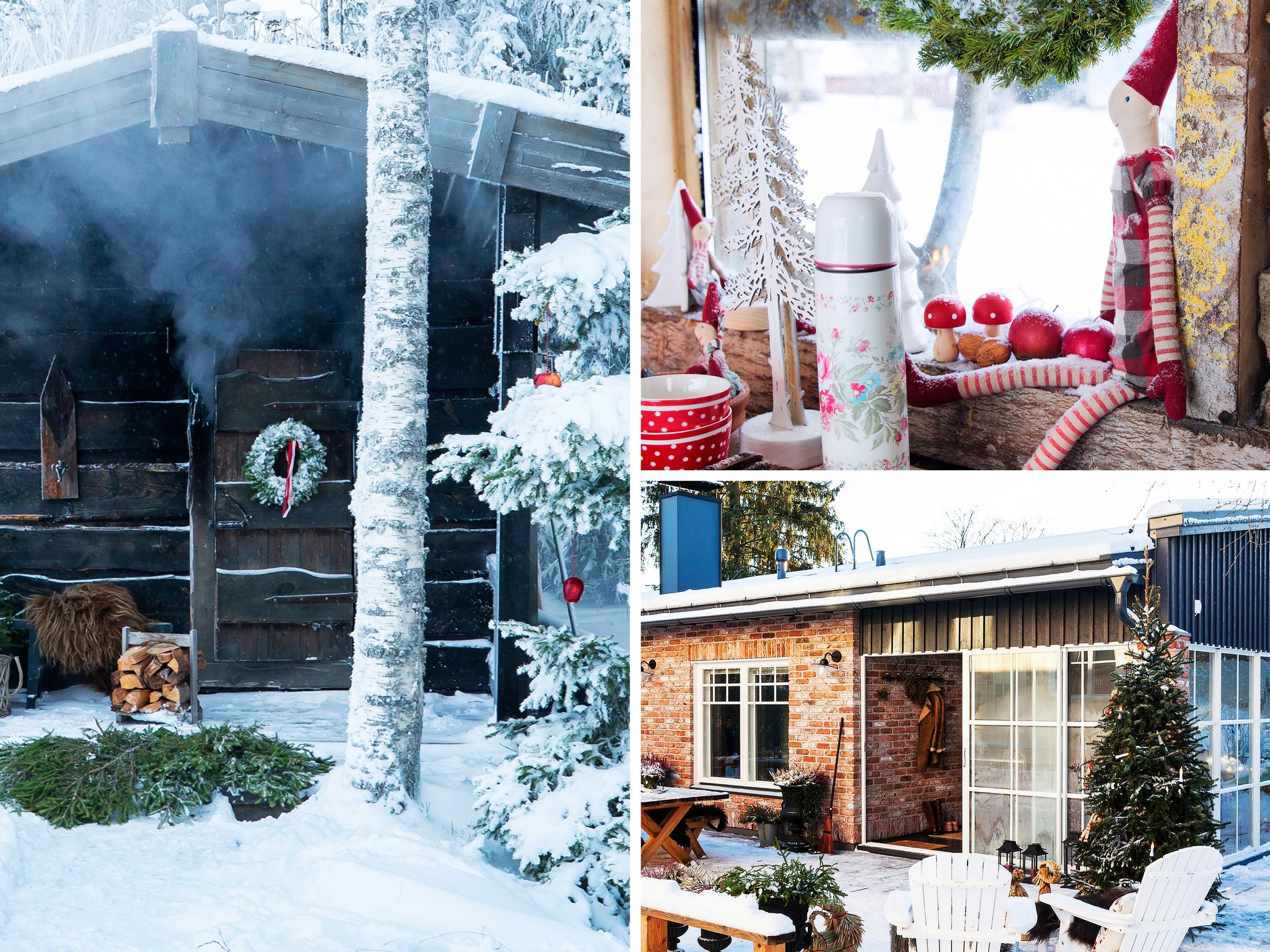 3 x tunnelmallinen joulusauna: perinteinen savusauna, veikeä halkosauna ja uusvanha pihasauna kaikilla mukavuuksilla