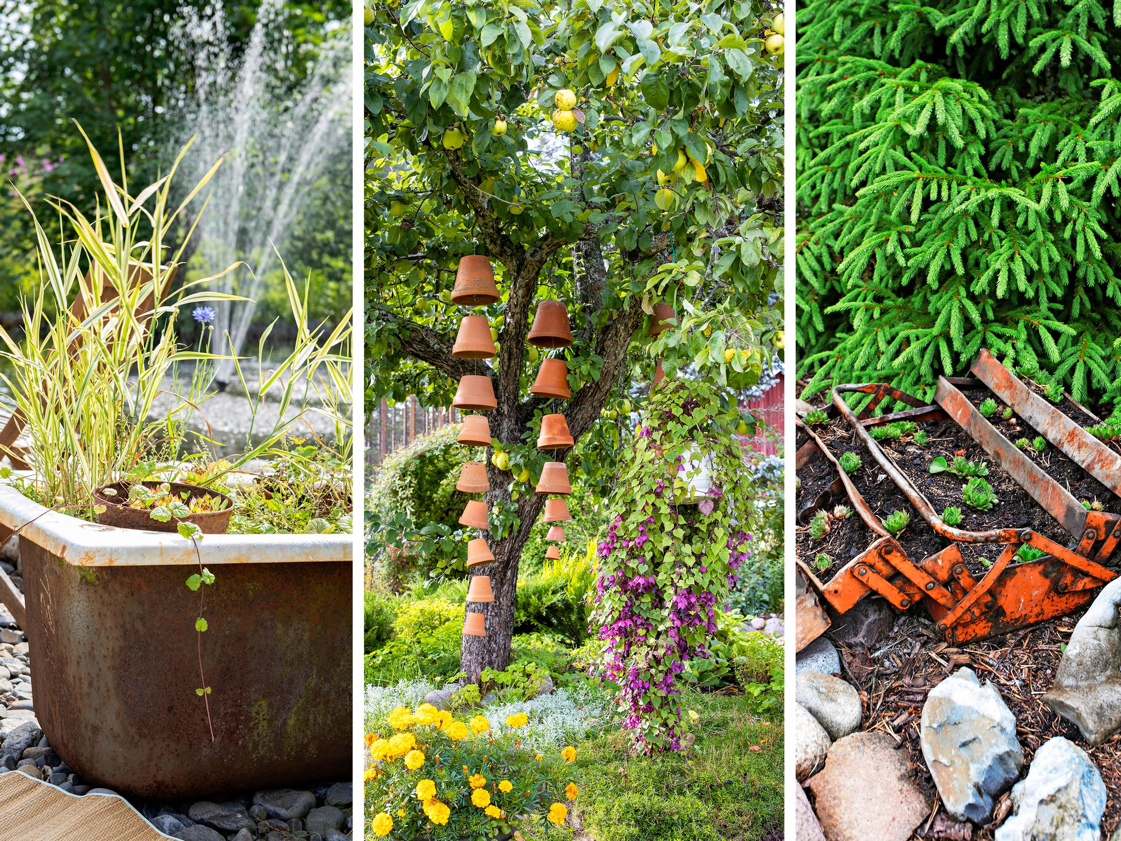 Mitä ruosteisempi, sen parempi! Vanha työkalupakkikin voi olla pihan kaunistus – 10 hauskaa kierrätysideaa