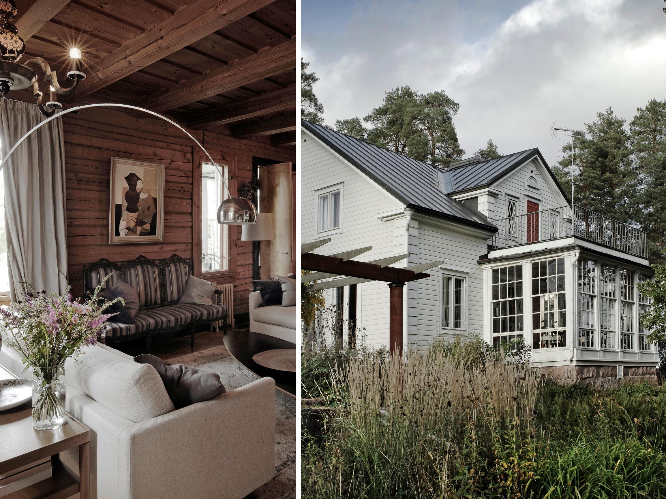 Mitkä portaat, vaneriruutukatot ja lasiveranta! Arkkitehti Veli Entelä perheineen palautti valkoisen hirsihuvilan 1930-luvun loistoon