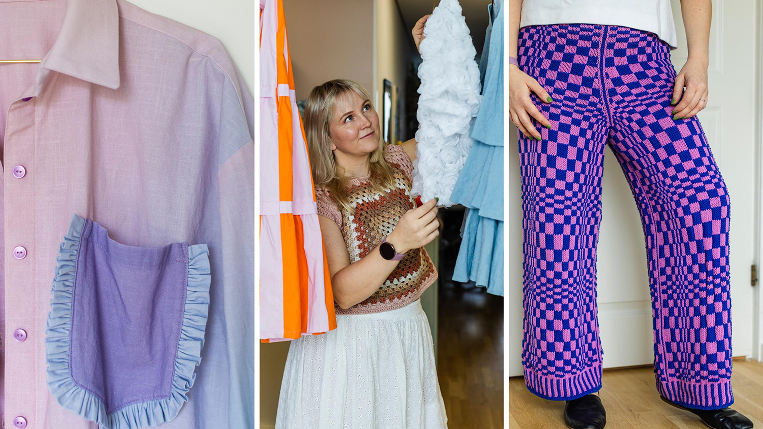 Hame pussilakanasta, festarihousut neulomalla! Essi Kontio tekee upeat vaatteensa itse