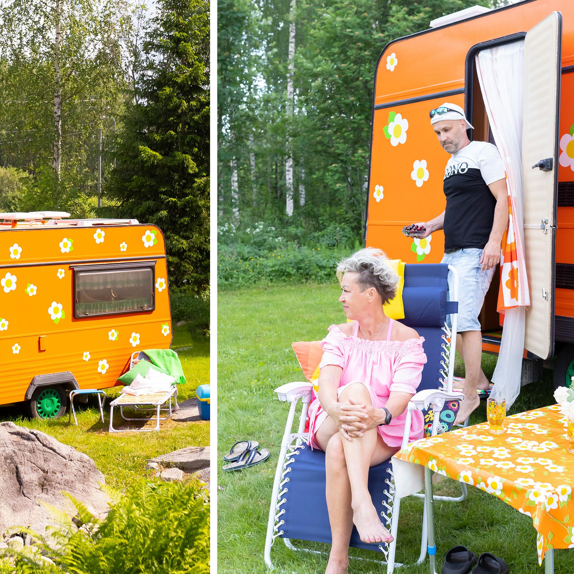 Maanteiden ilopilleri! Kirsin ja Jaakon kukkavaunu saa suut hymyyn – menopelin uusi ilme oli Jaakolle melkein liikaa
