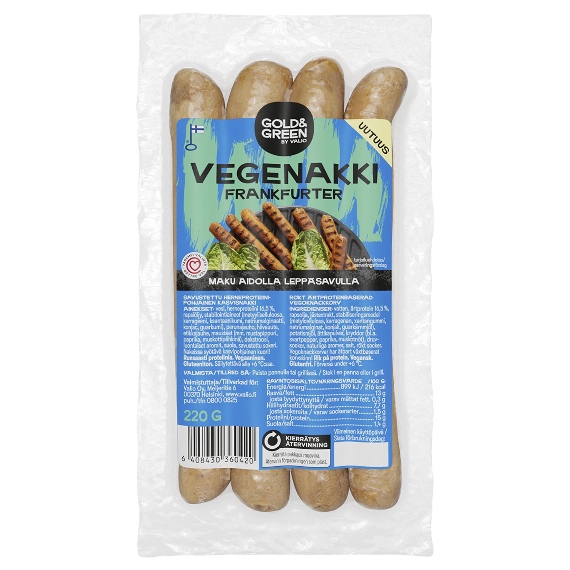 Gold & Green Frankfurter vegenakki, 3,99 € / 220 g