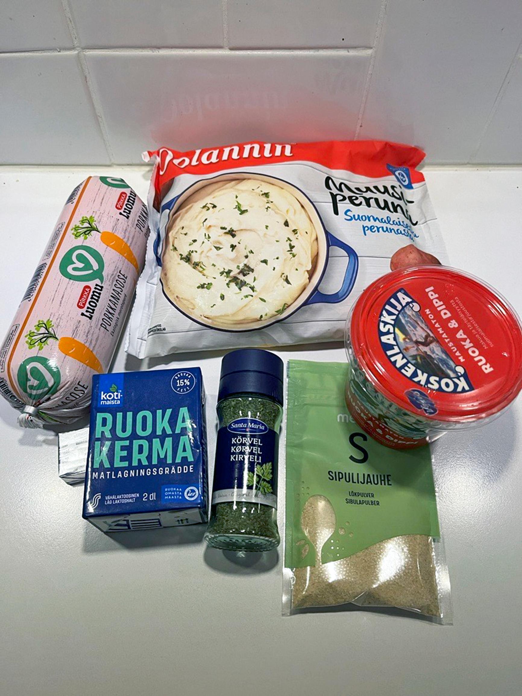 Päiväkodin porkkanasosekeiton ainekset