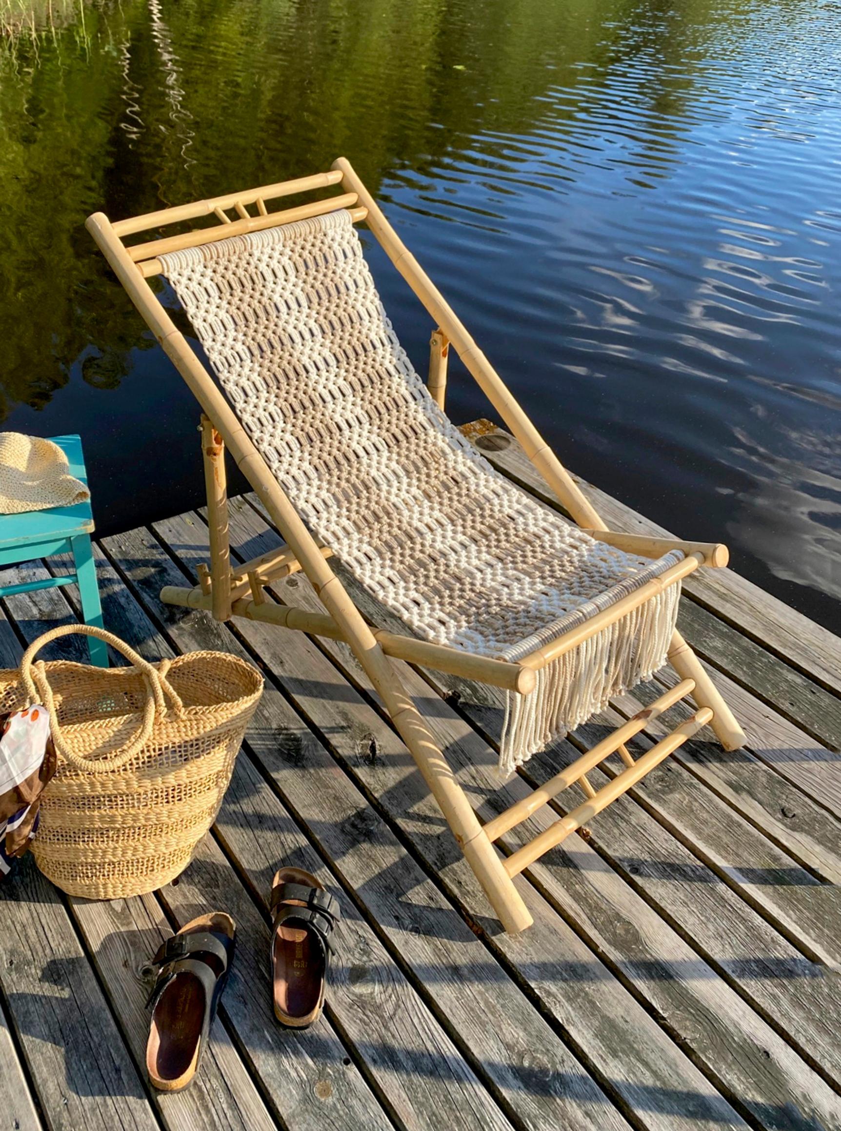 Makramee-rantatuoli on kesän kaunein lepopaikka – uudista vanha kansituoli solmeilemalla