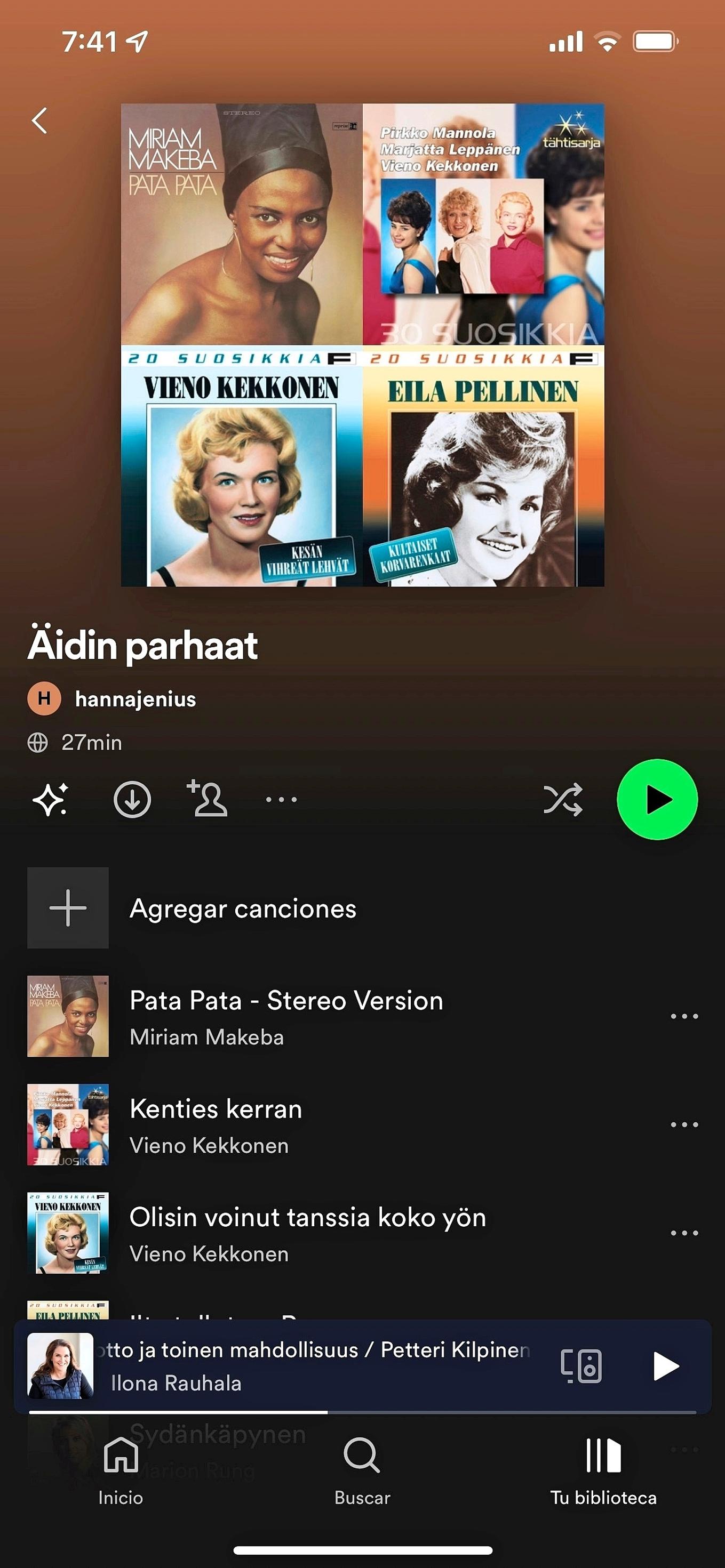 Kuva Spotifyn soittolistasta
