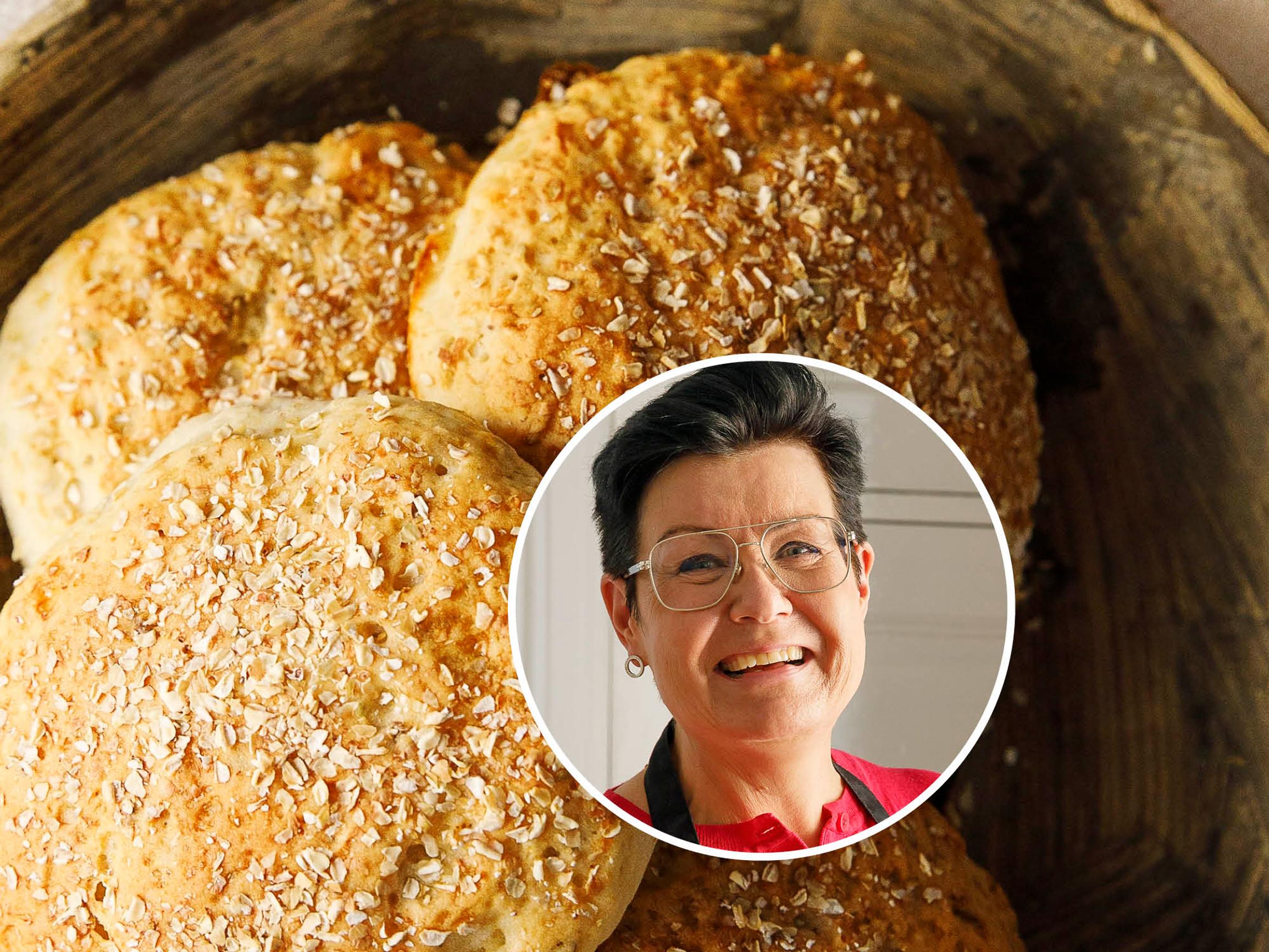 Gluteenittomat rouhesämpylät ovat  Keliakialiiton Marjo Jokisen helppo bravuuriresepti  – heitä raaka-aineet kulhoon, vatkaa, kohota kerran ja paista!