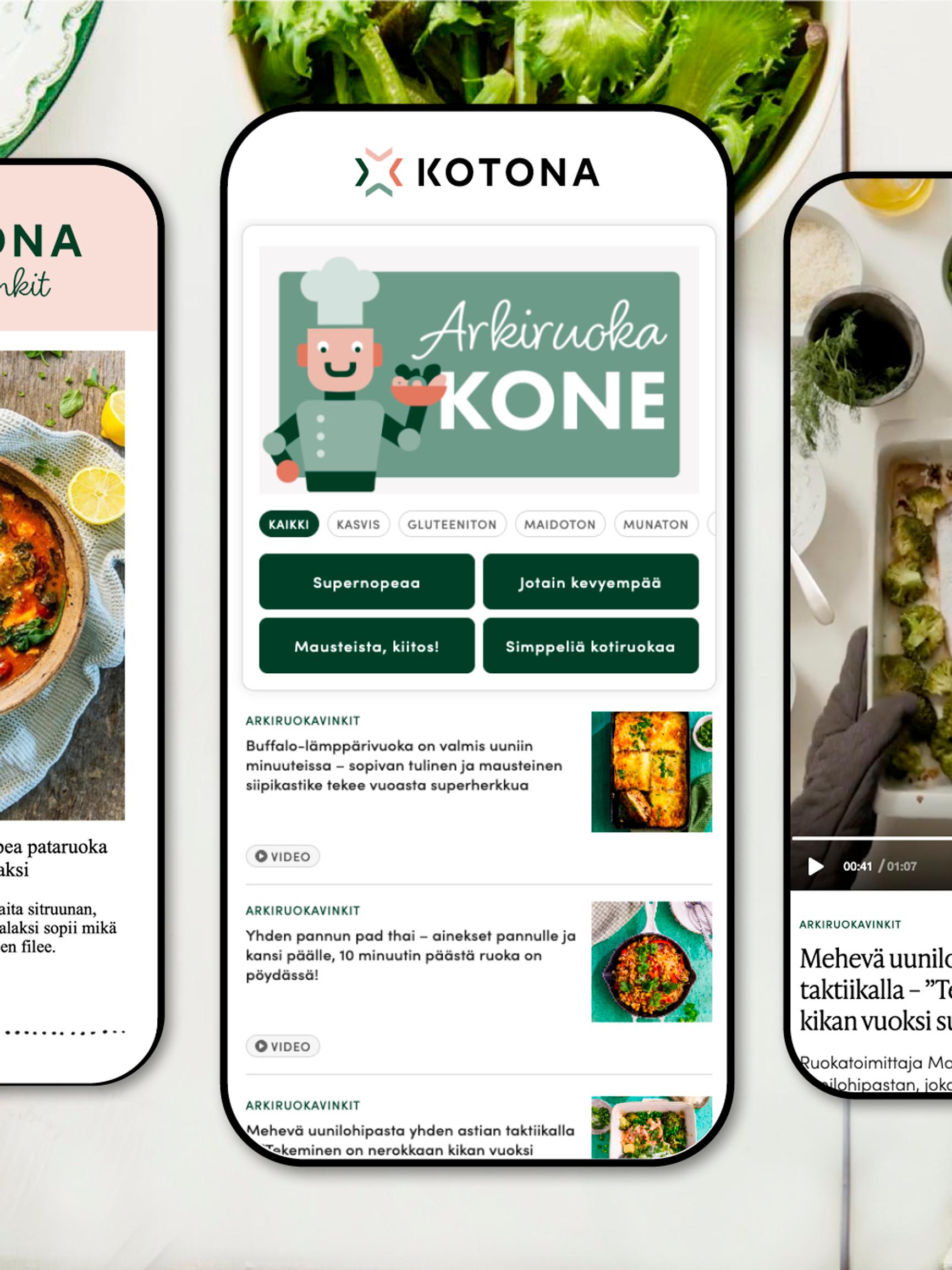 Teimme arjen kokkailusta helppoa! Anna arkiruokakoneen valita resepti, tilaa ideat puhelimeesi tai kokkaa kuin ruokatoimittaja