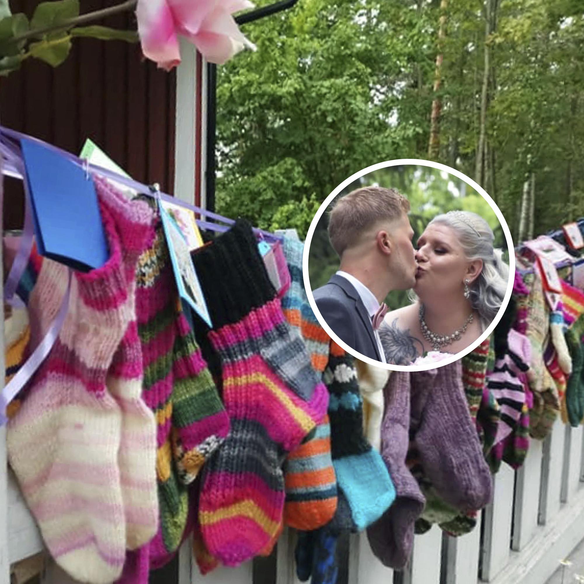 Lämmin kiitos vieraille! Sari urakoi tyttärensä häihin melkoisen villasukkayllätyksen – "Viimeiset langat päättelin juhlapäivän aamuna"