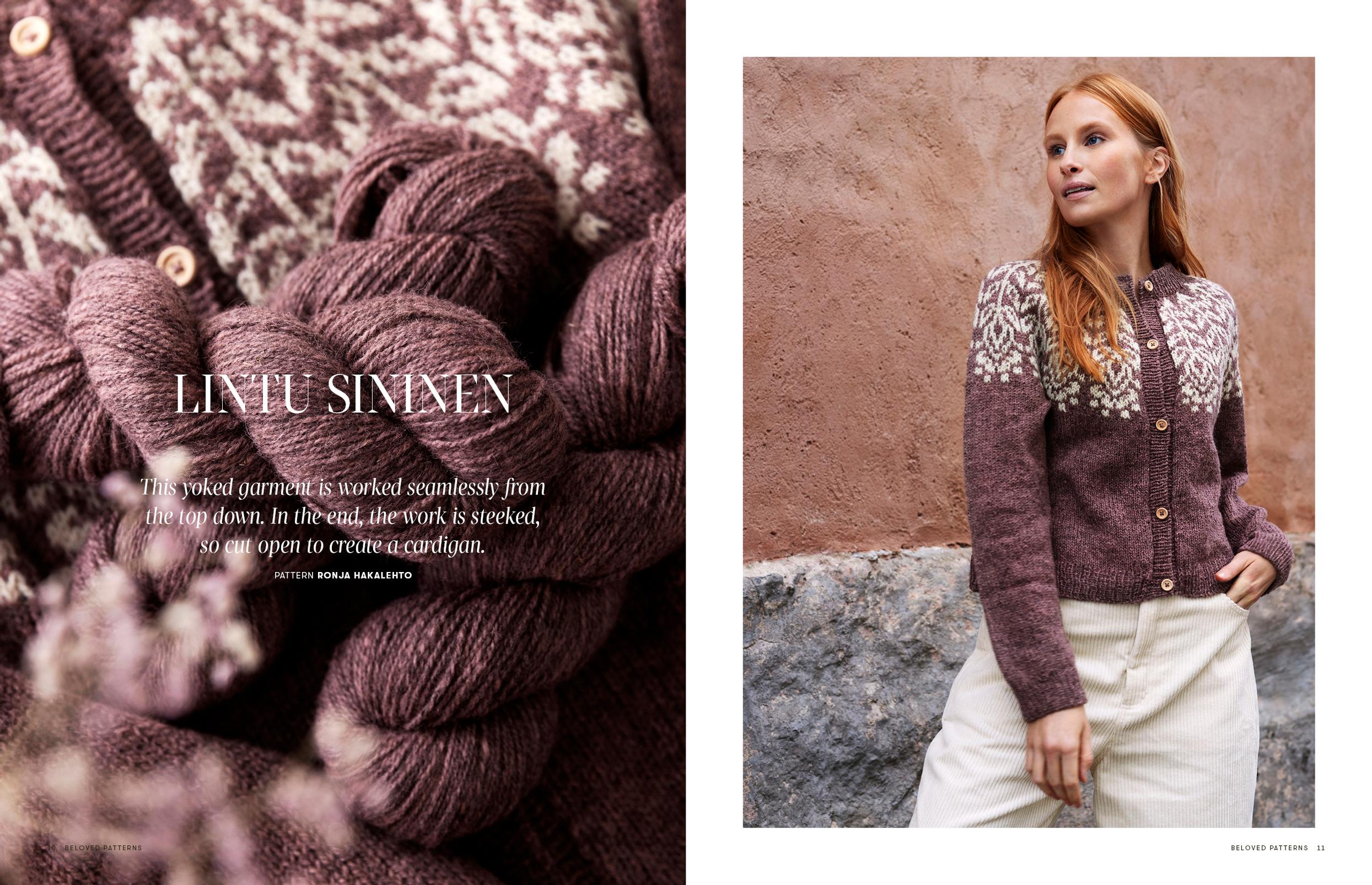 Lintu Sininen cardigan, design by Ronja Hakalehto.
